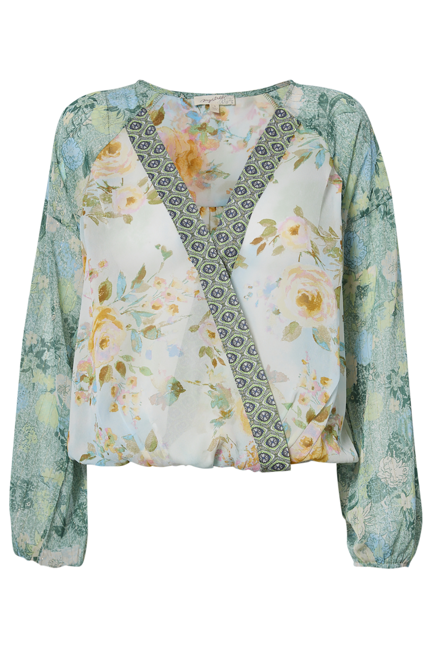 Printed Surplice Blouse