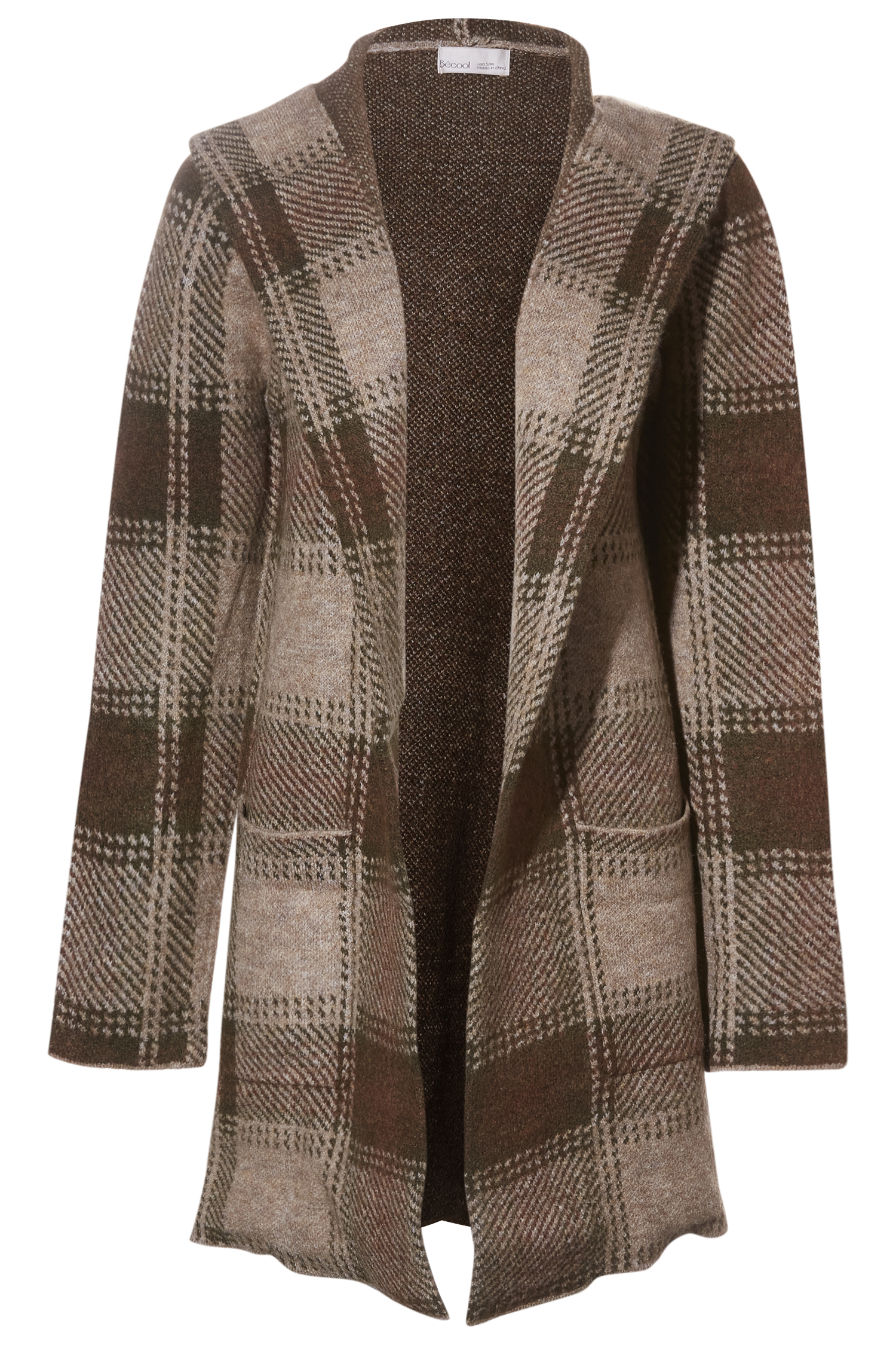 Plaid Knit Coat