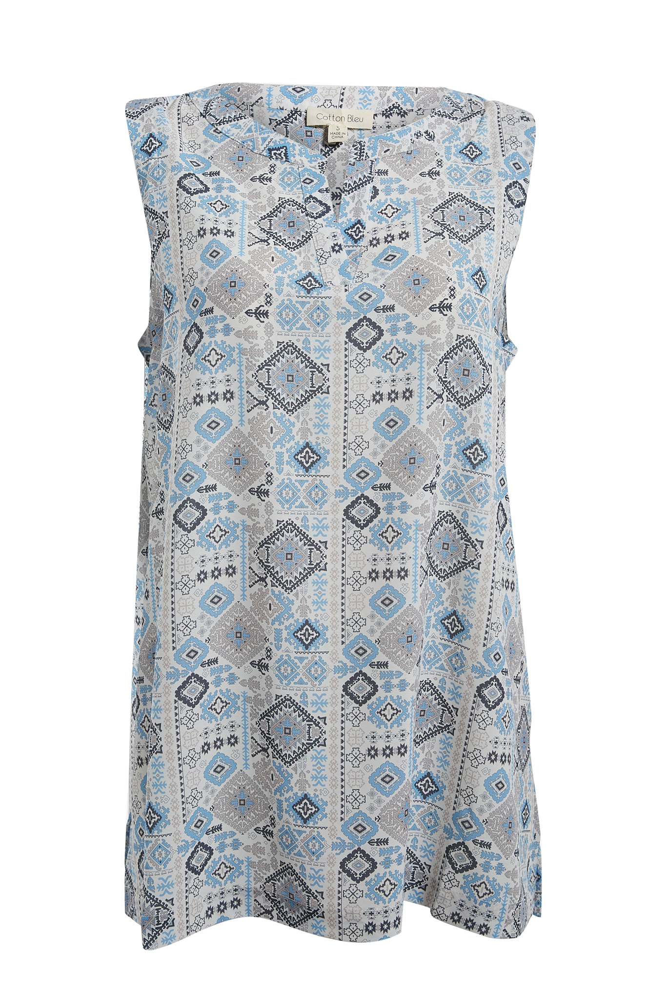 Geo Pattern Split Neck Tank
