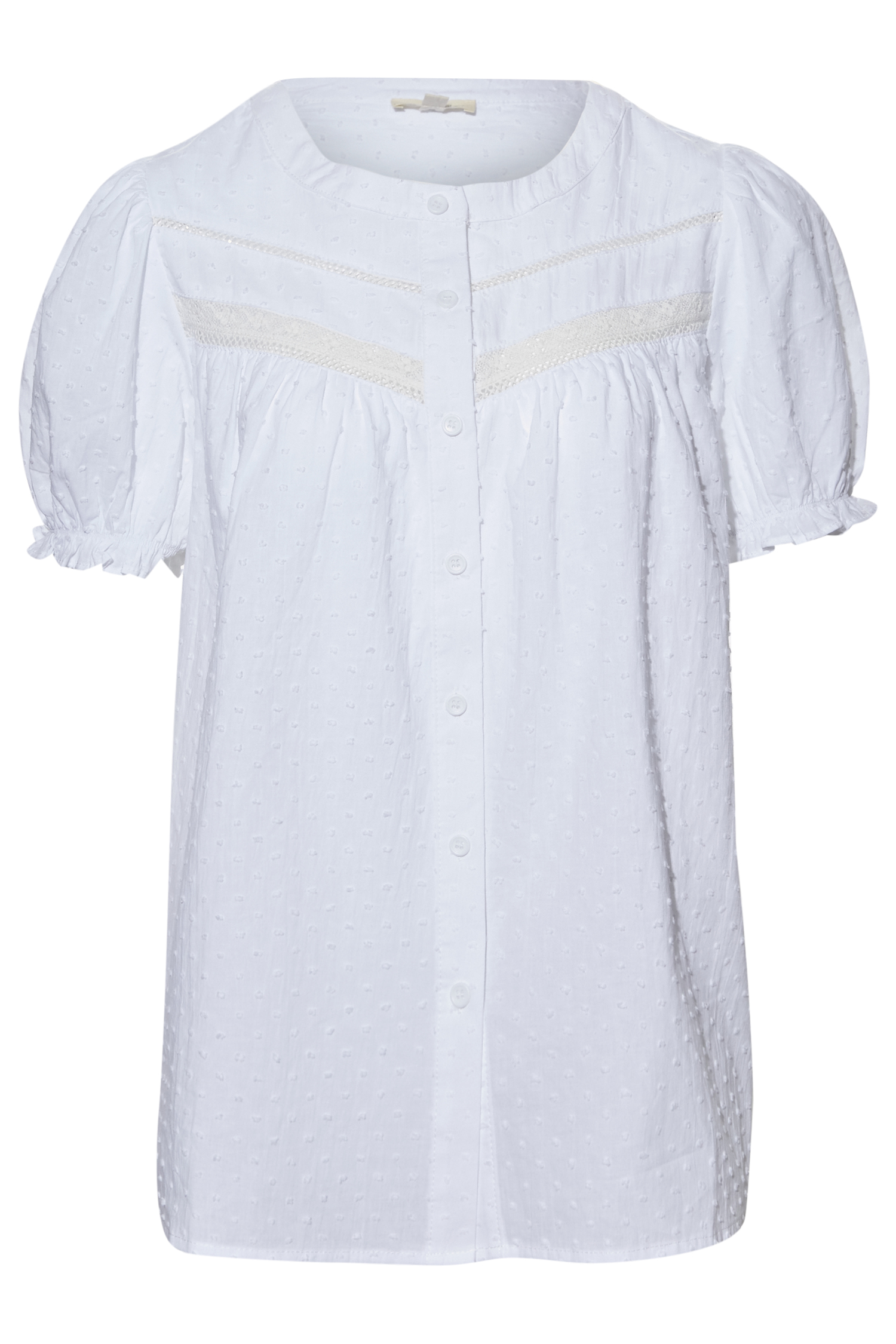 Women's Cotton Swiss Dot Button Down Front Top