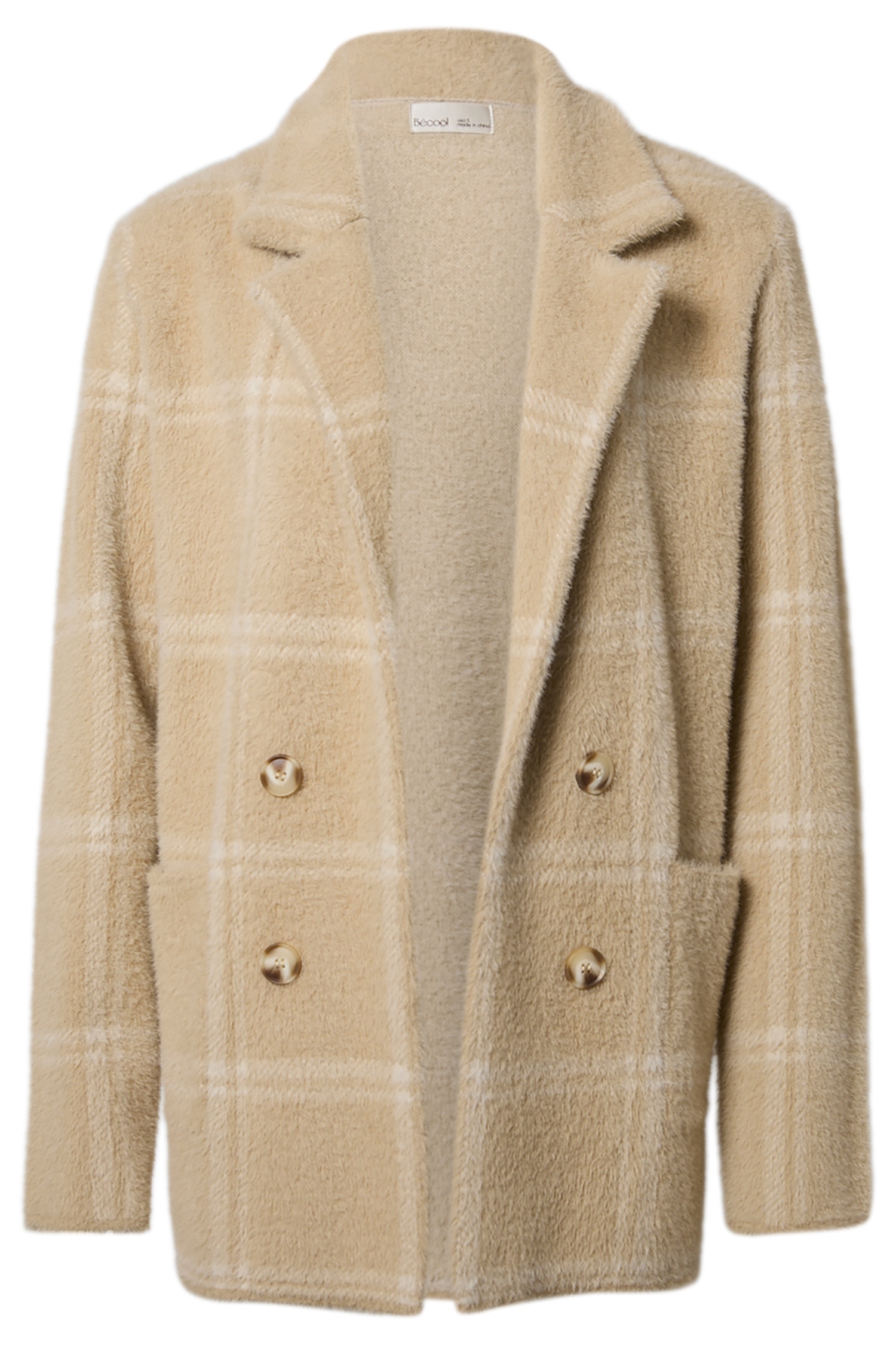 Plaid Collared Coatigan