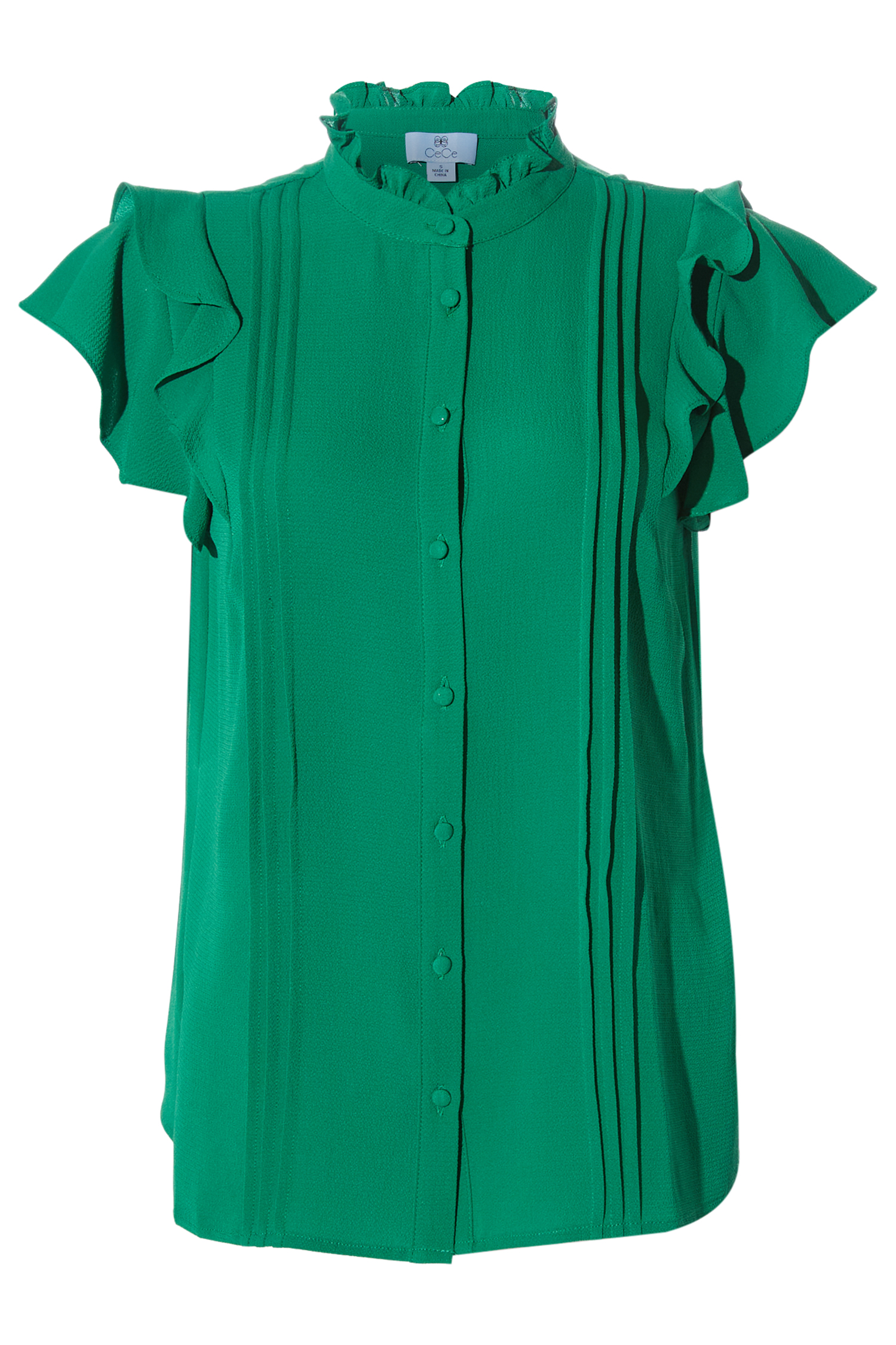 Button Up Pintuck Blouse