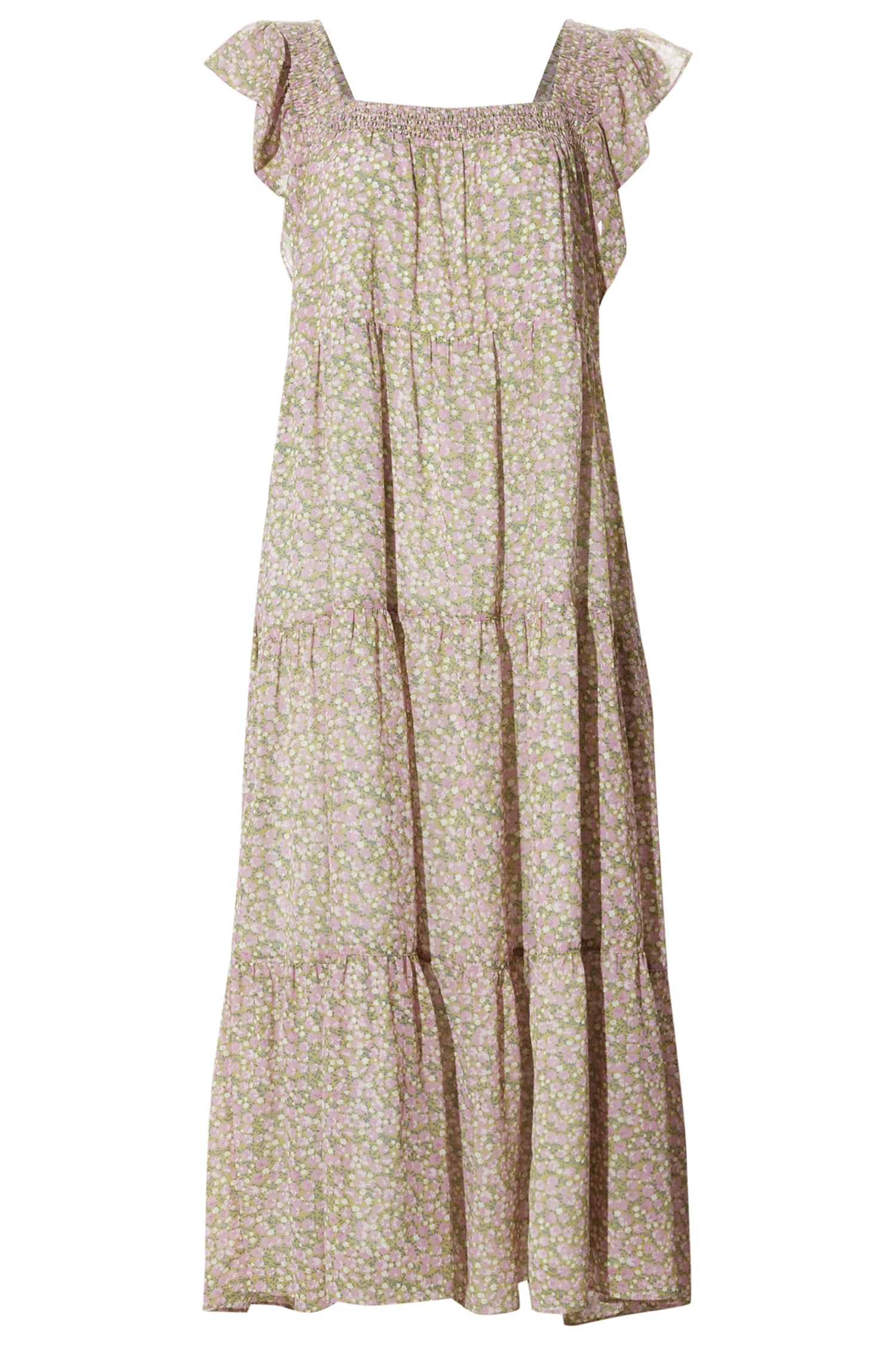 Flutter Sleeve Floral Midi Dress