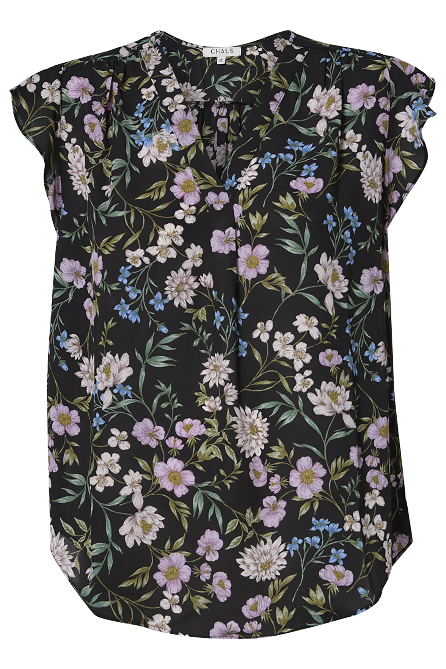 Split Neck Flutter Sleeve Top