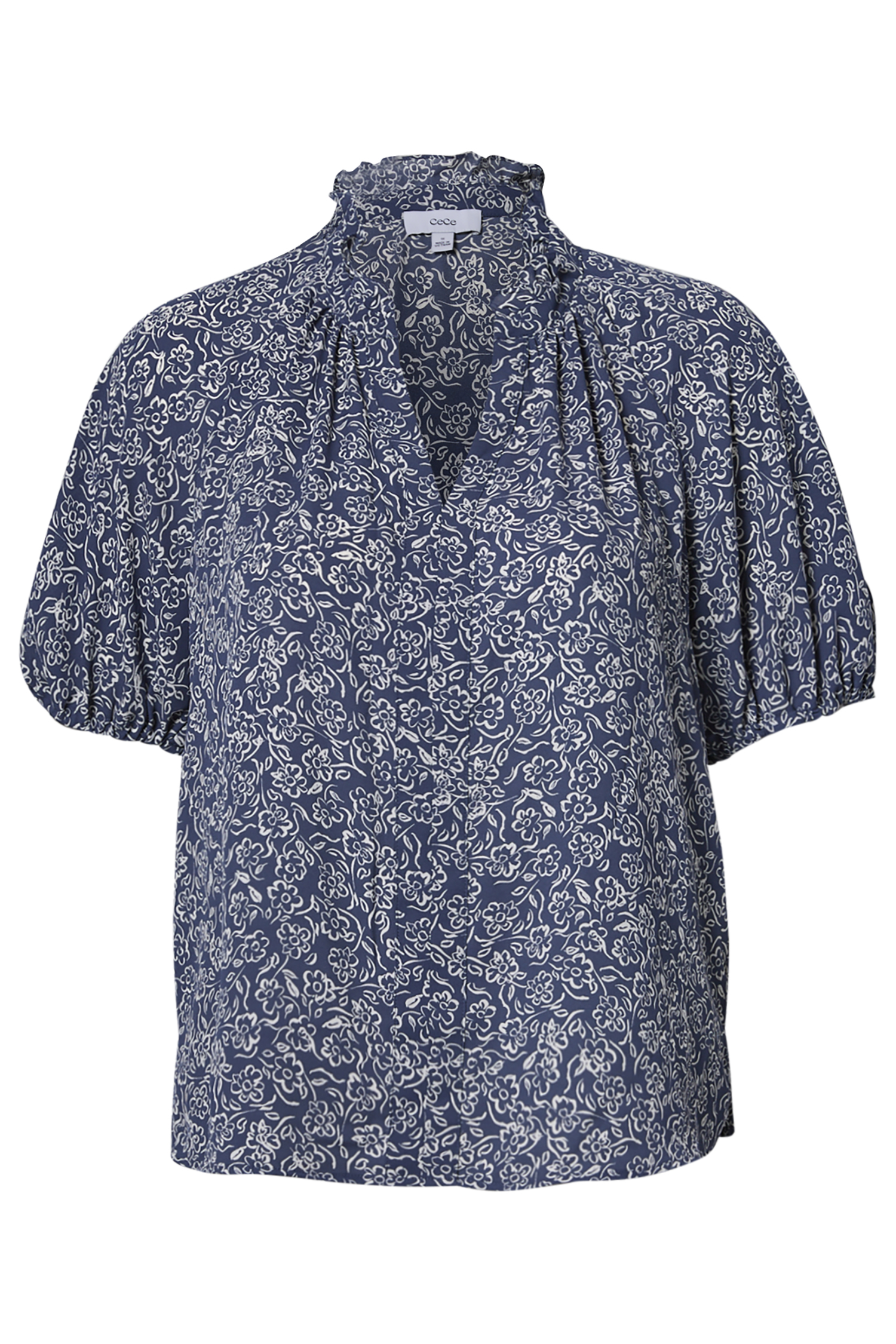 Ruffle Neck Printed Blouse