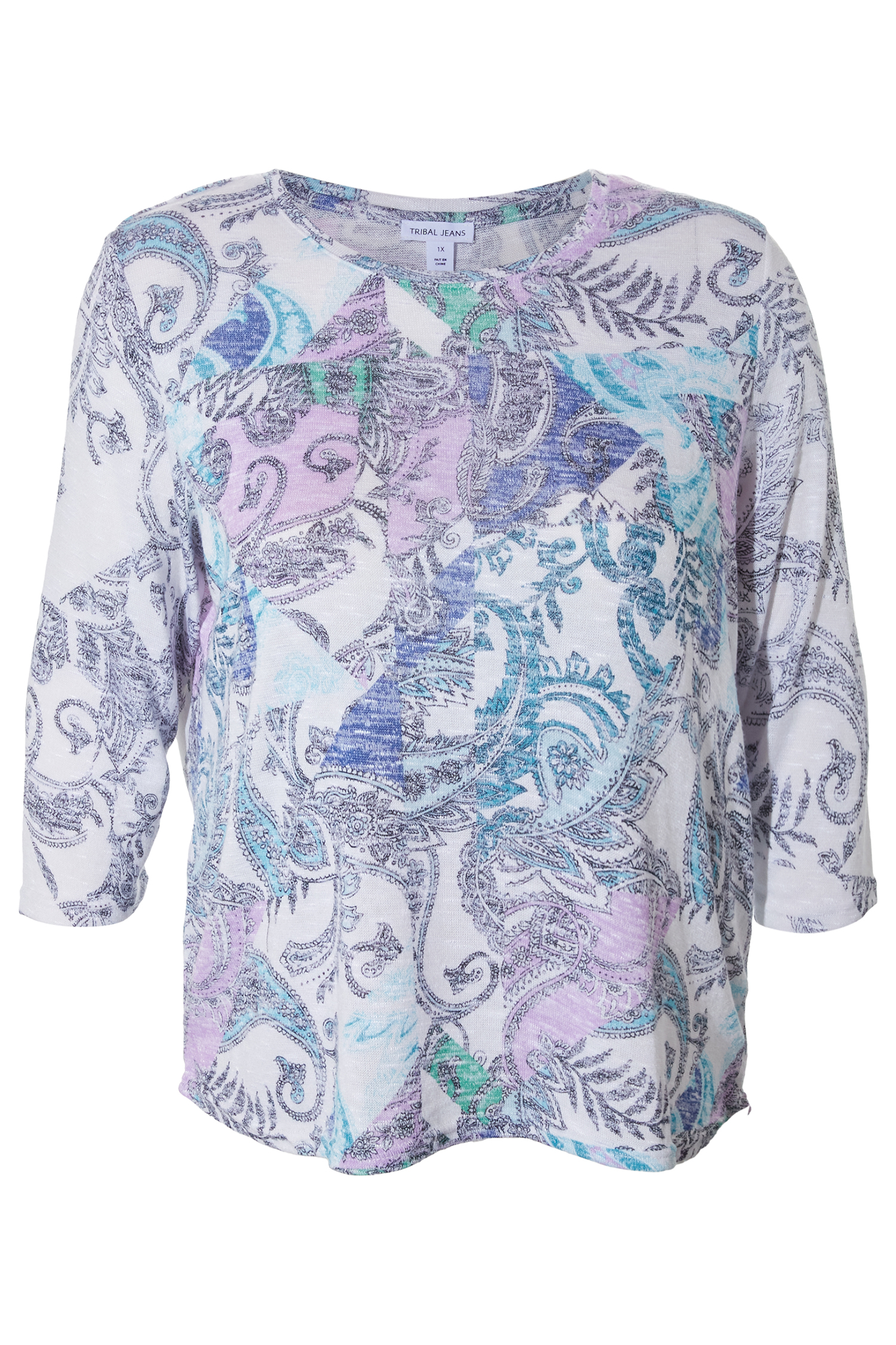 Tribal 3/4 Sleeve Printed Top