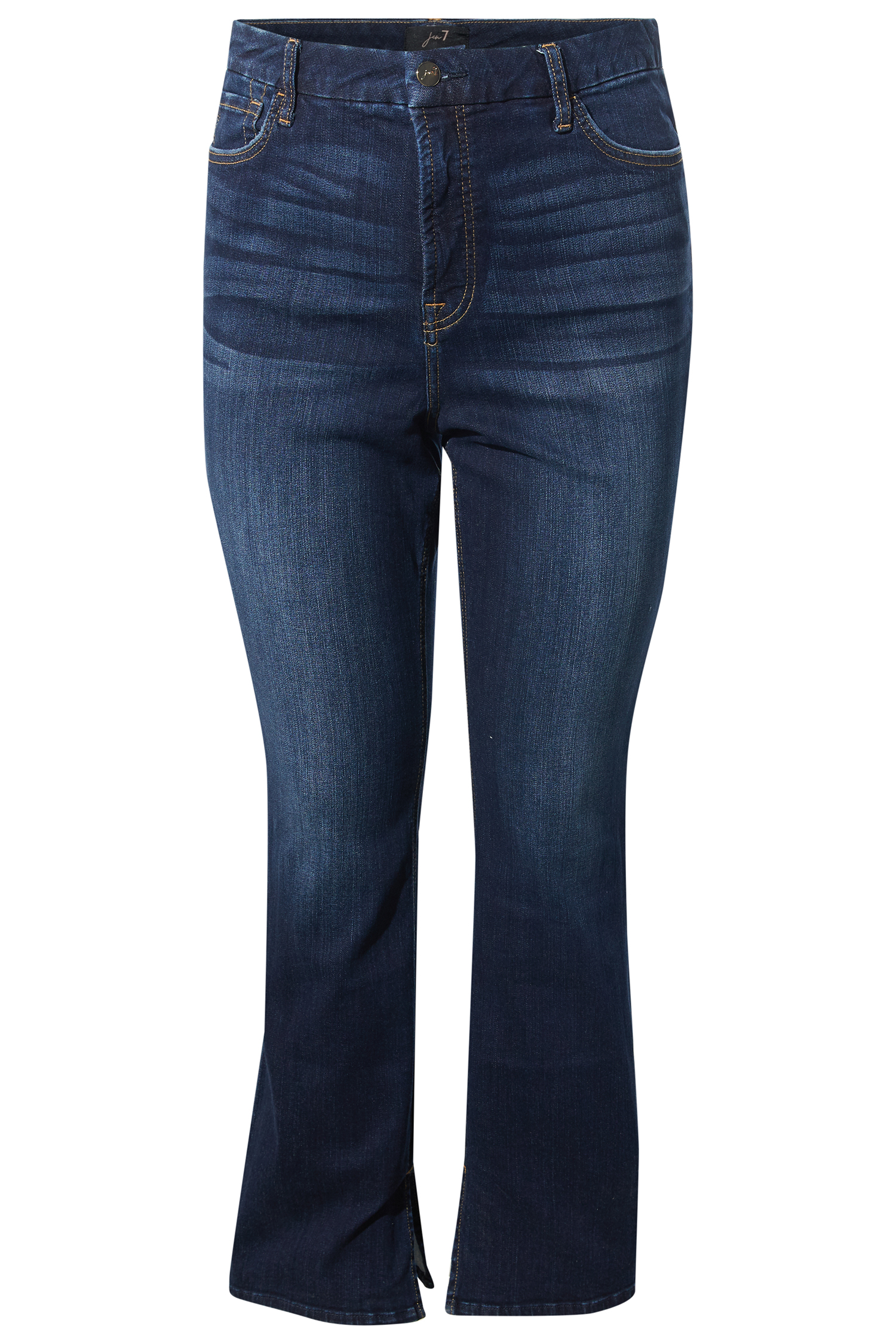 High Rise Side Slit Hem Bootcut Jean in Medium Blue 18W - 24W