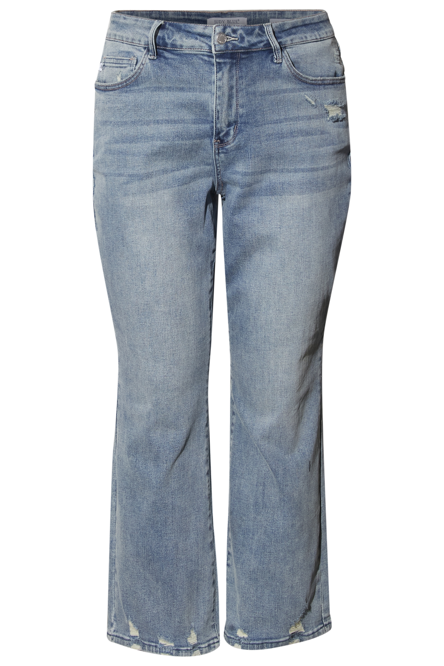 High Rise Distressed Straight Jean