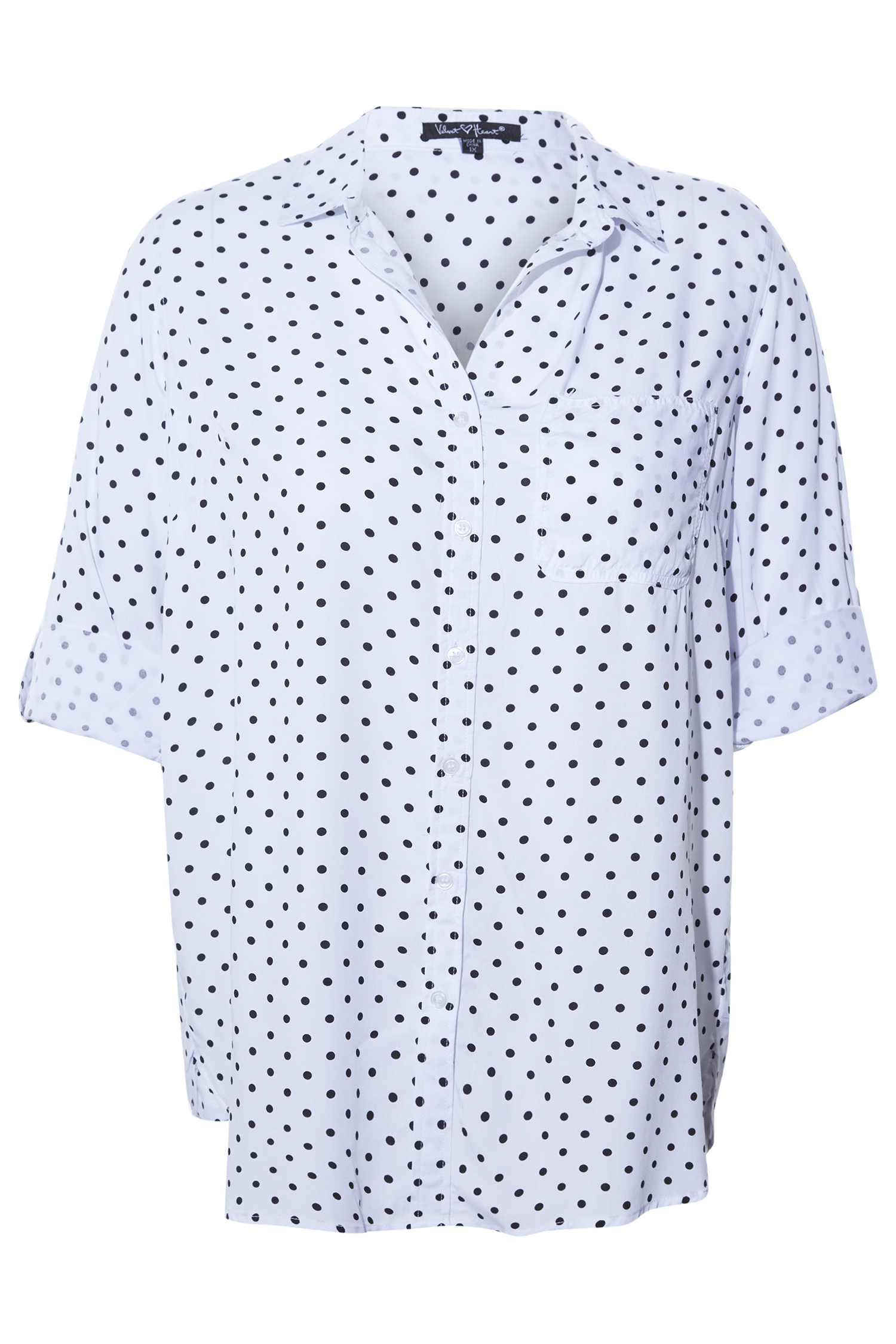 Velvet Heart Polka Dot Button Front