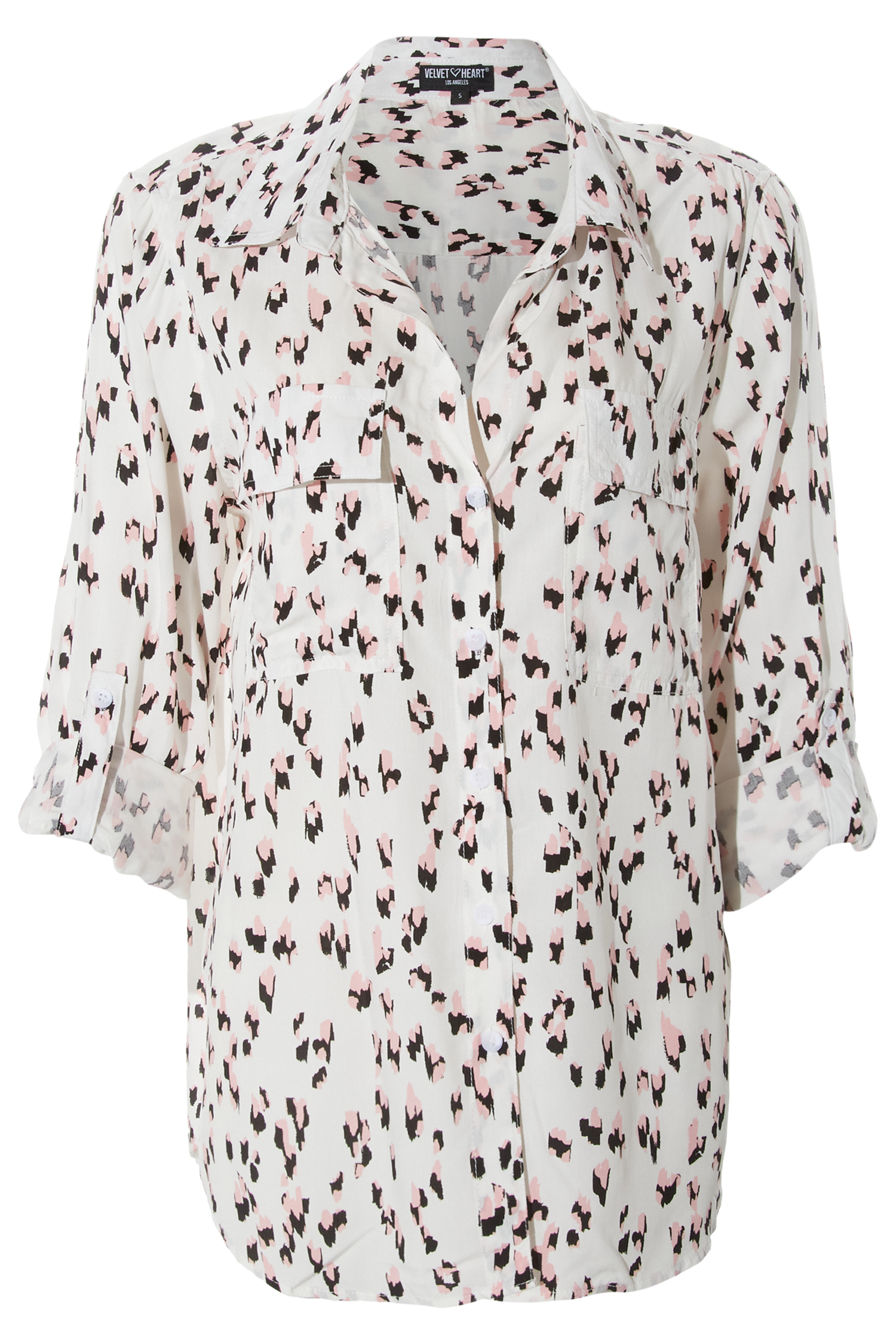 Velvet Heart Printed Button Up