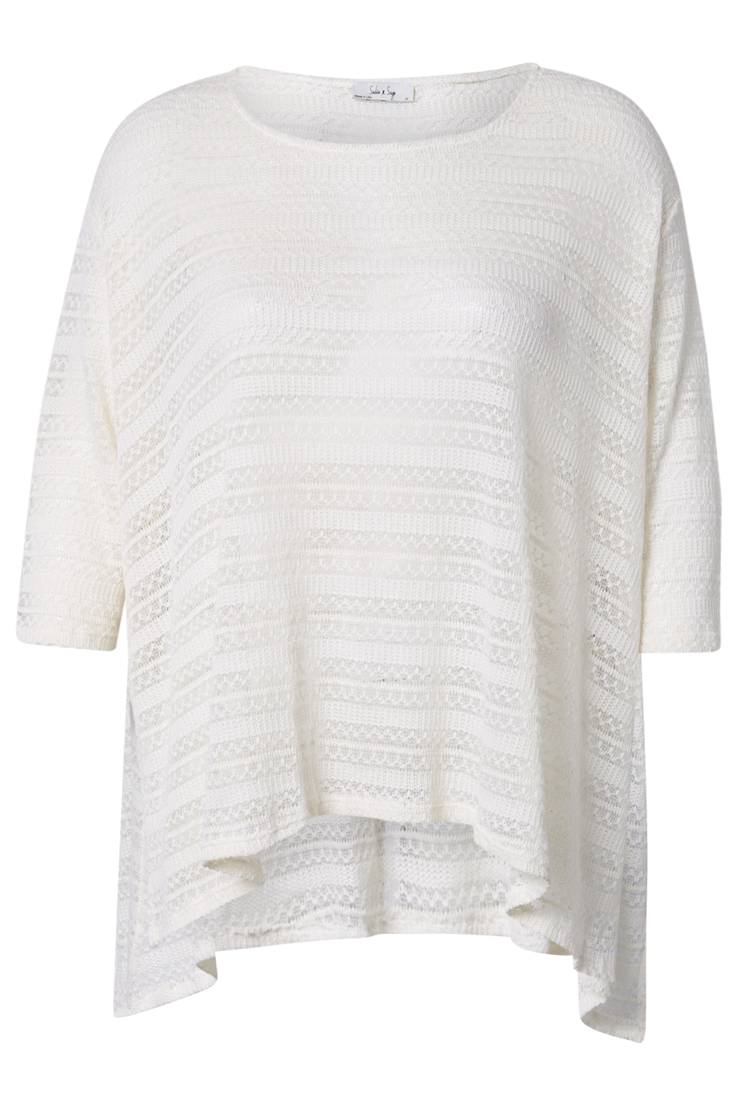 3/4 Sleeve Crochet Knit Top