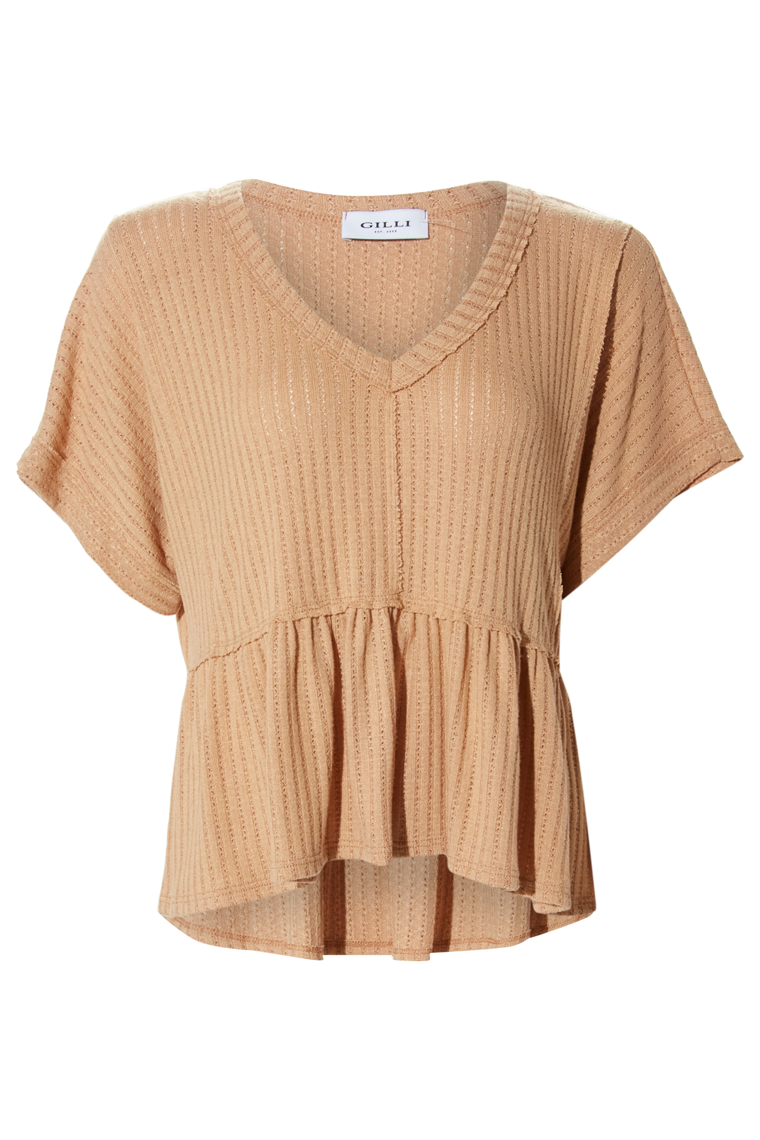 V Neck Peplum Top