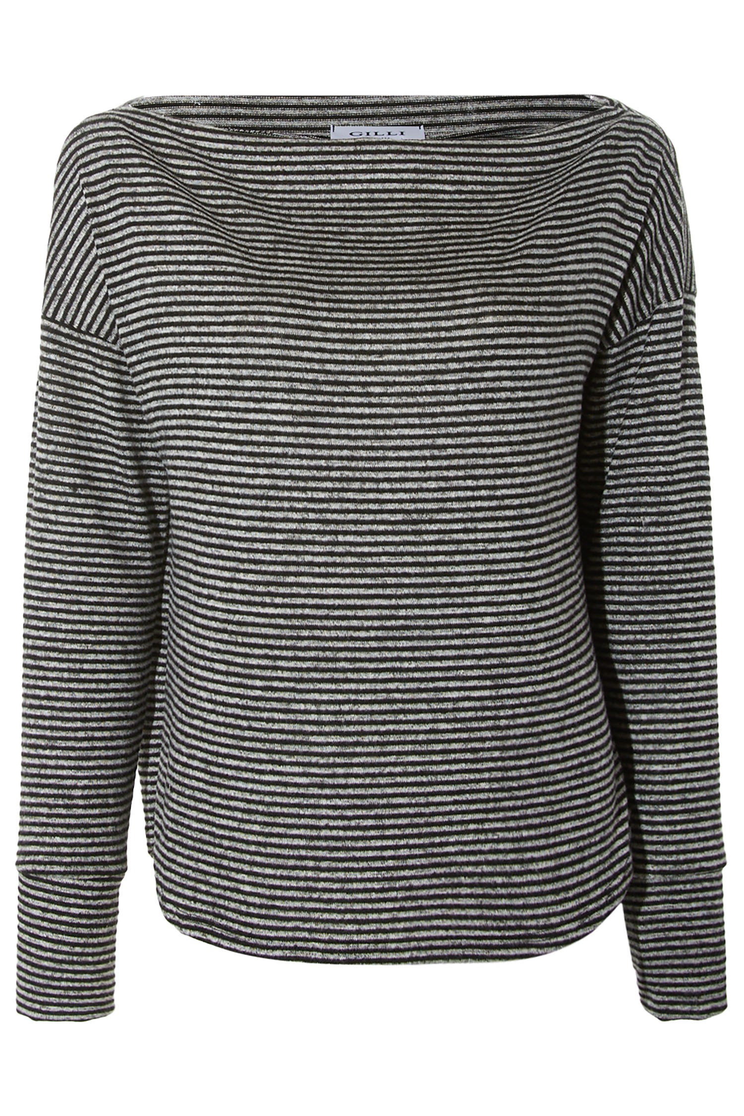 Long Sleeve Boat Neck Stripe Top