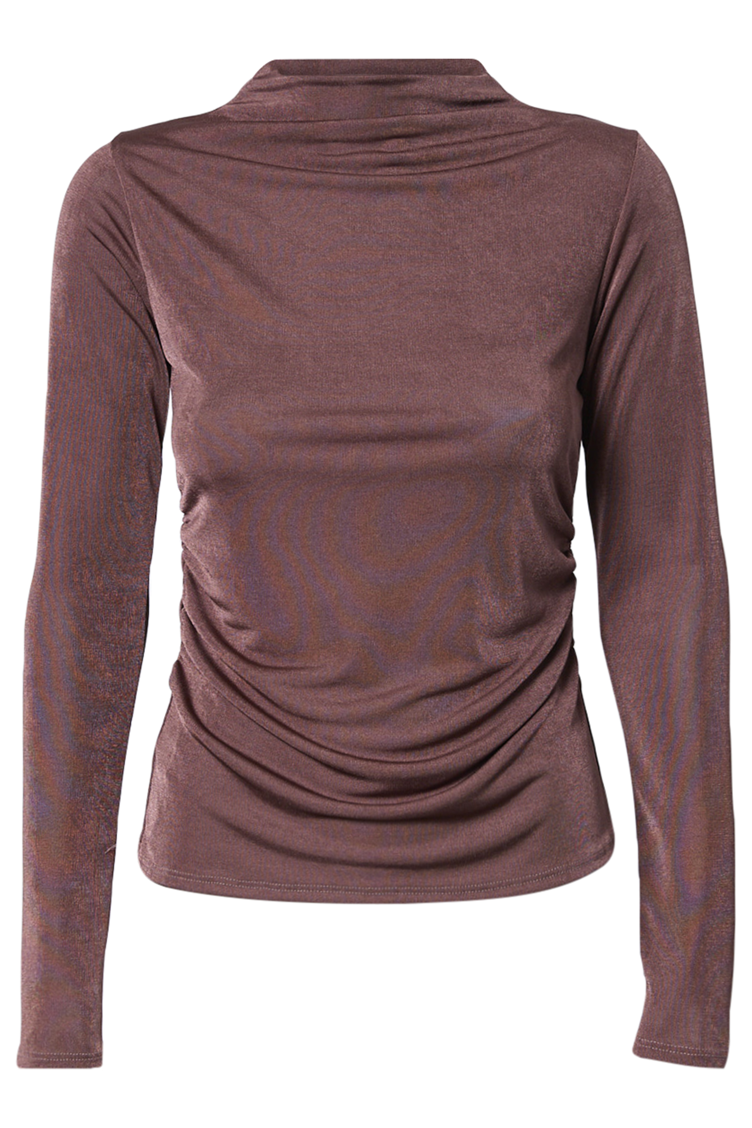 Mock Neck Side Shirring Top
