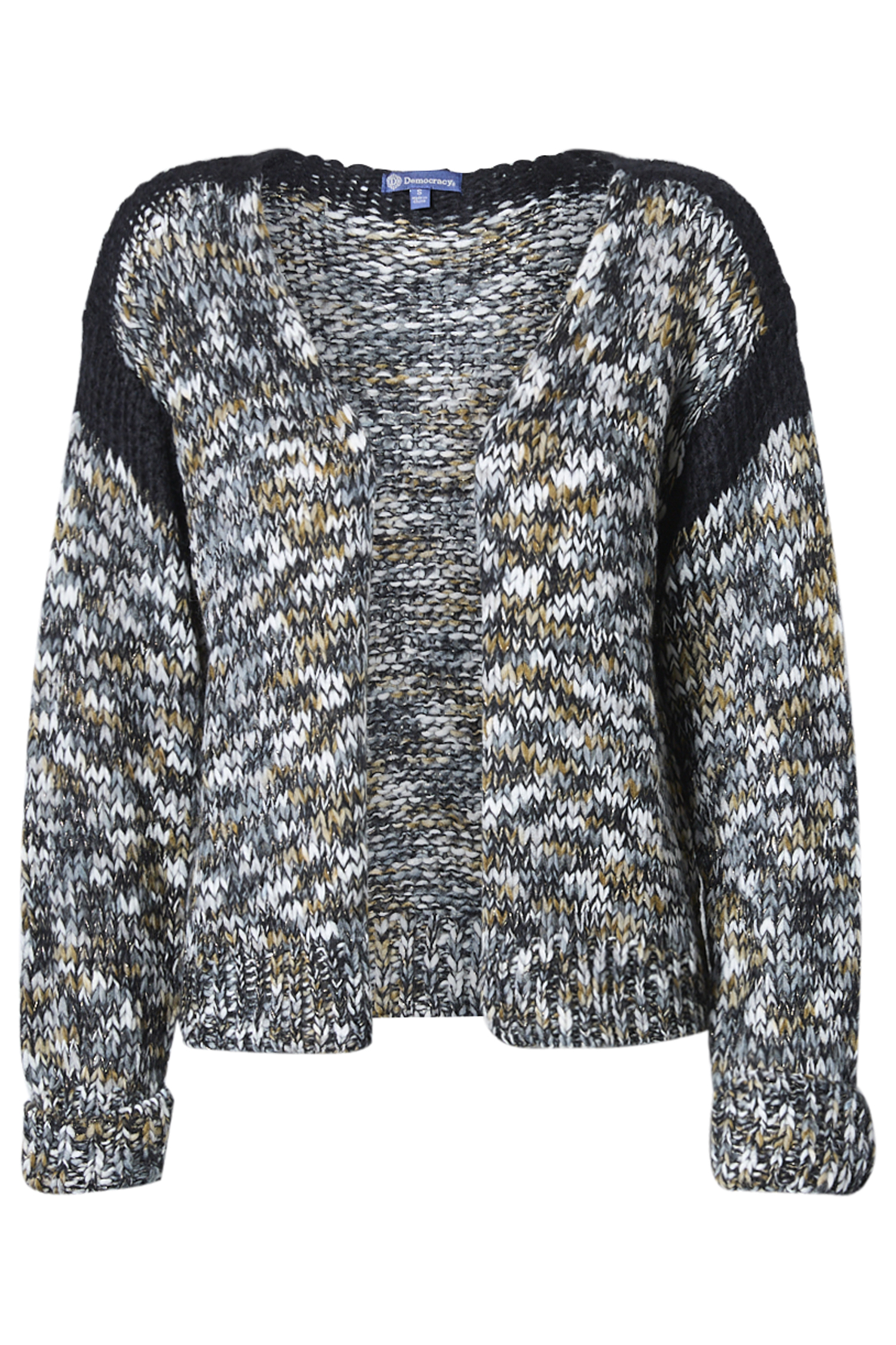 Democracy Metallic Open Front Sweater Cardigan