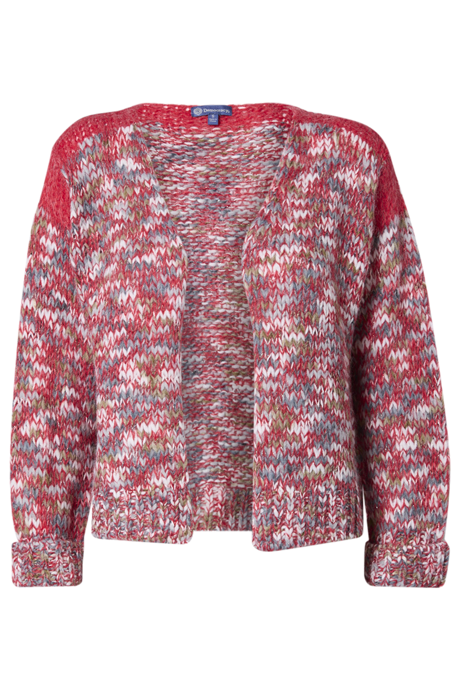 Democracy Metallic Open Front Sweater Cardigan