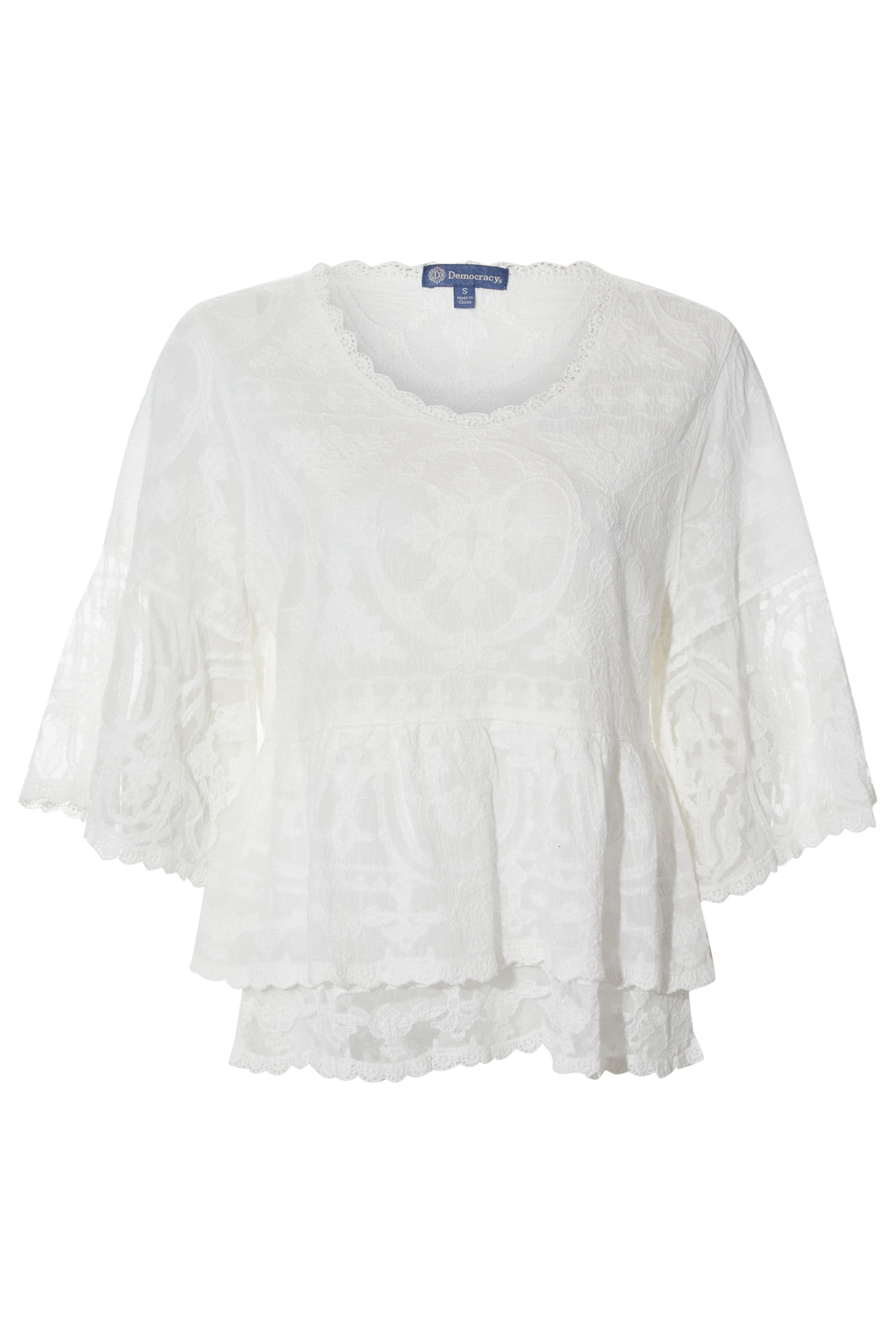 Democracy Peplum Embroidered Top