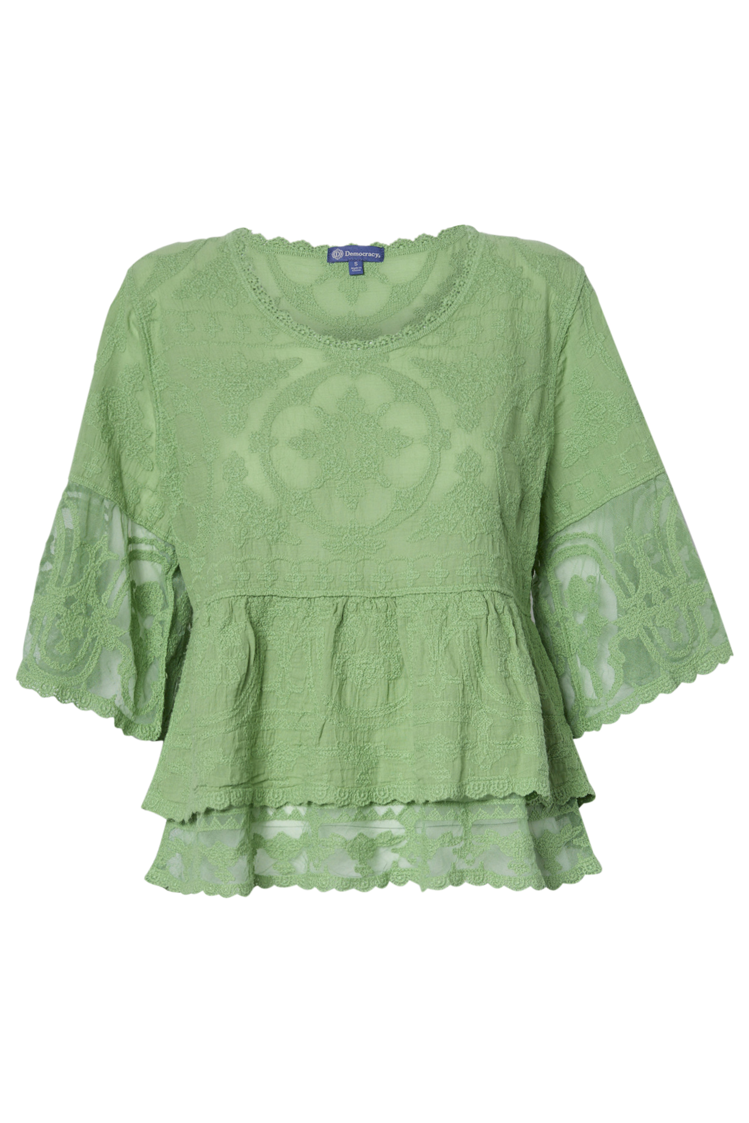 Democracy Peplum 3/4 Bell Sleeve Top