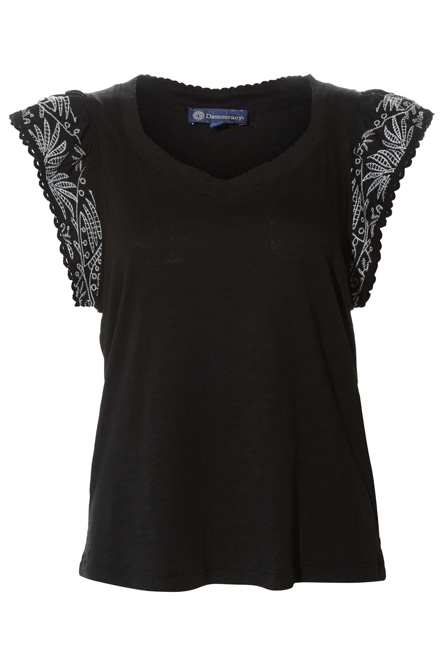 Democracy Flutter Sleeve Mixed Media Top
