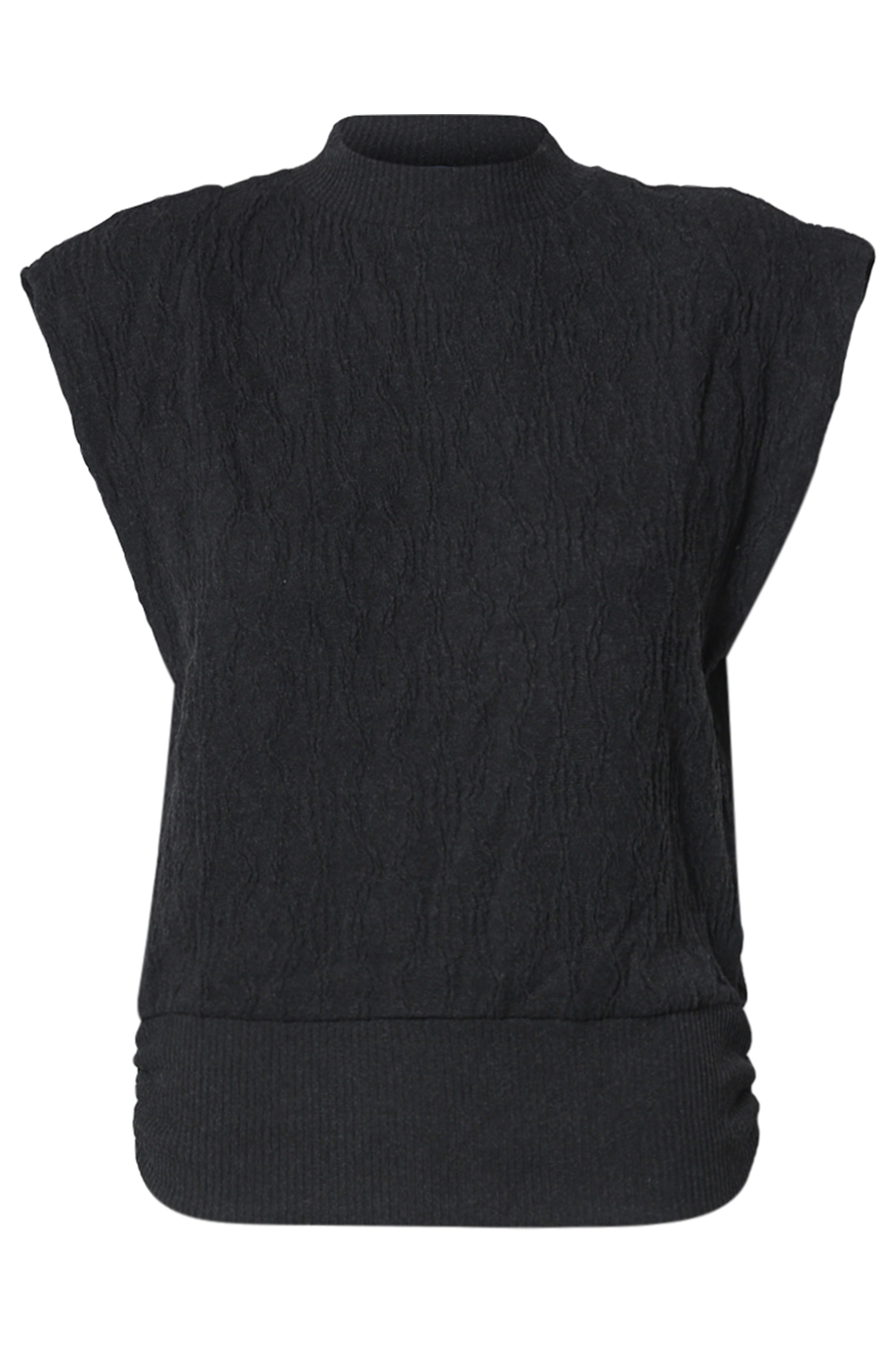 Democracy Mock Neck Banded Hem Knit Top