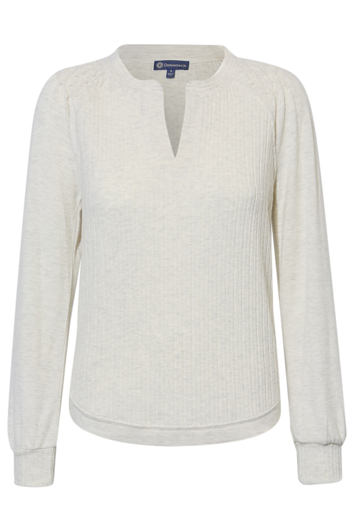 Democracy Long Blouson Smocked Sleeve Knit Top