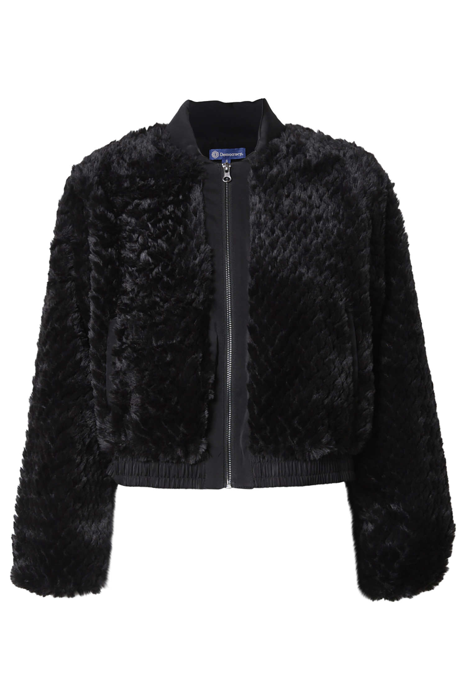 Democracy Faux Fur Cropped Bomber Jacket
