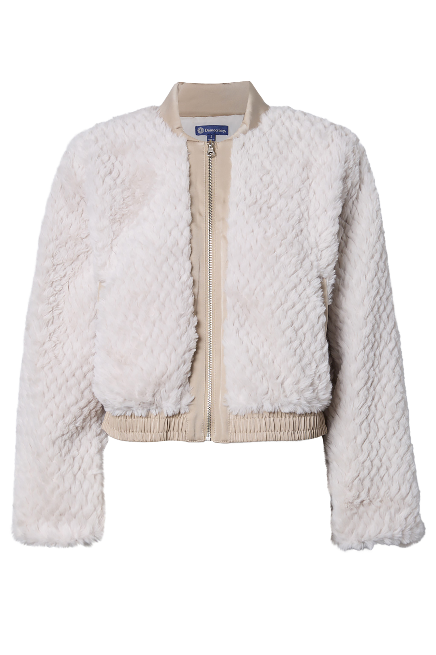 Democracy Faux Fur Cropped Bomber Jacket