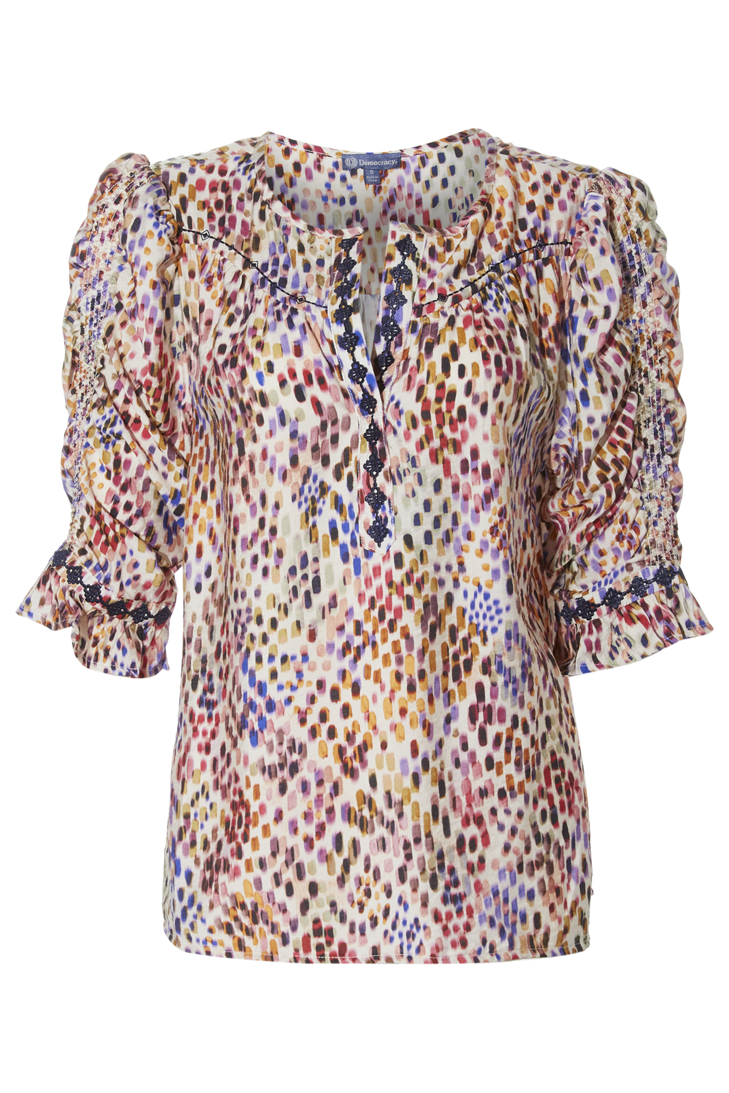 Democracy Split Neck Printed Top