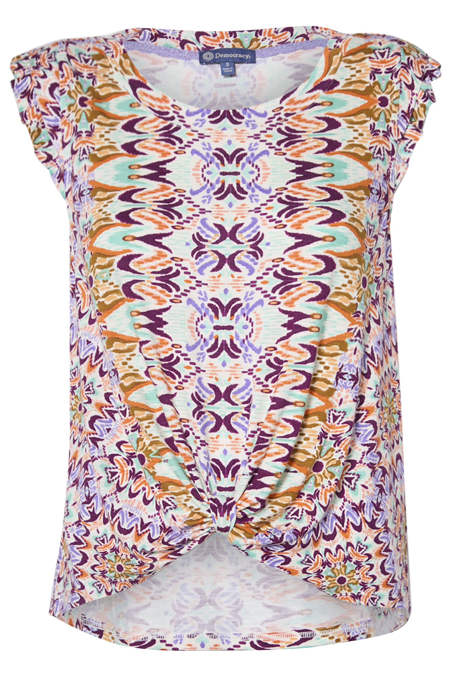 Democracy Printed Scoop Neck Top