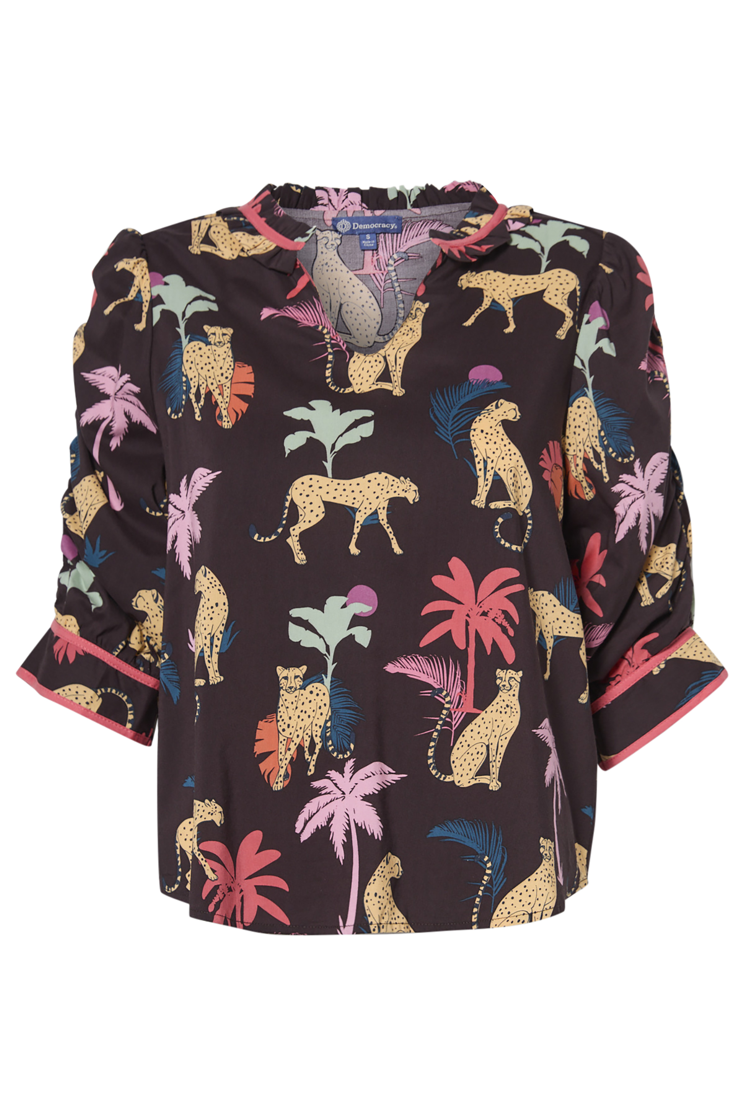 Democracy Split Neck Printed Top