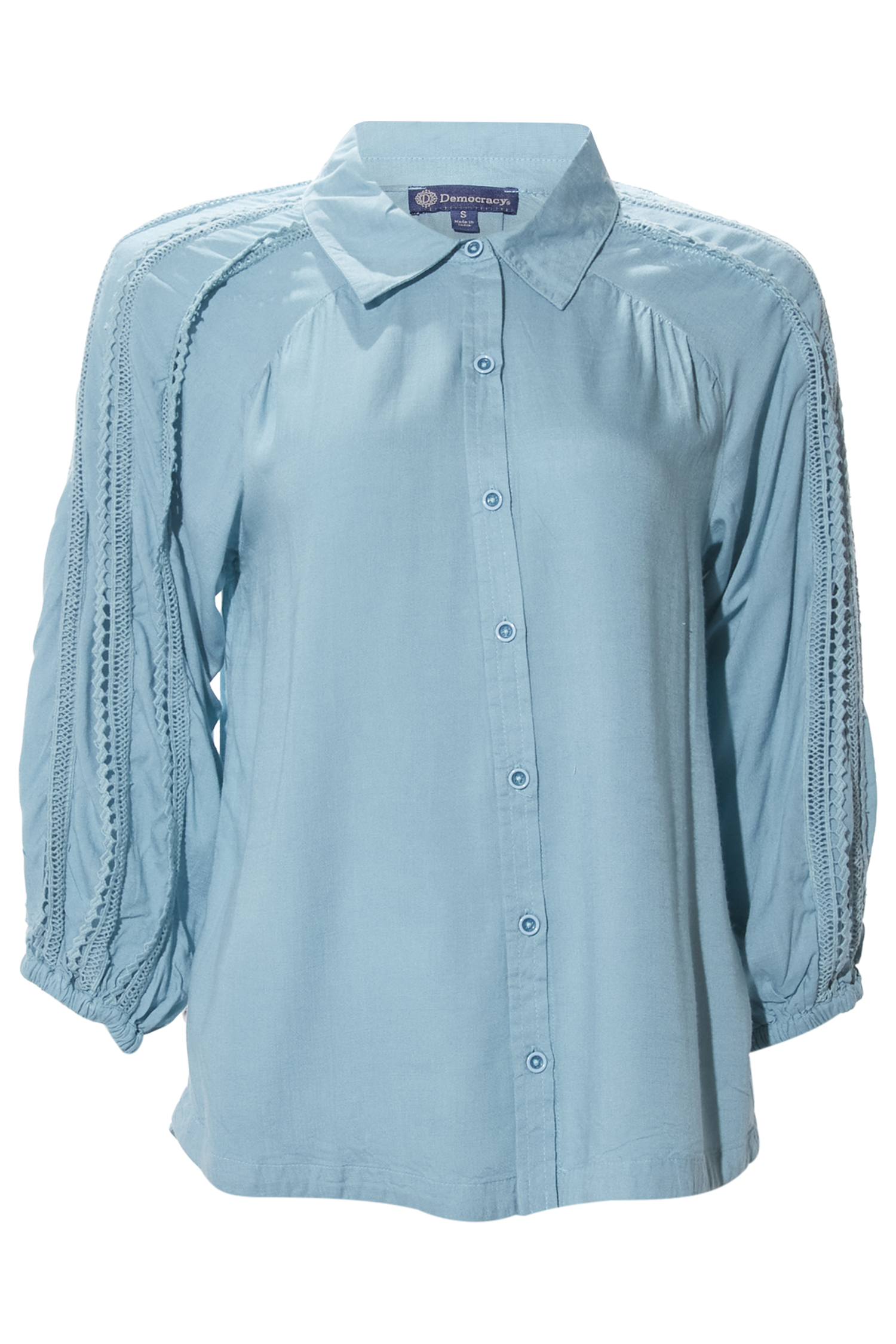 Democracy Eyelet Detail Button Front Top
