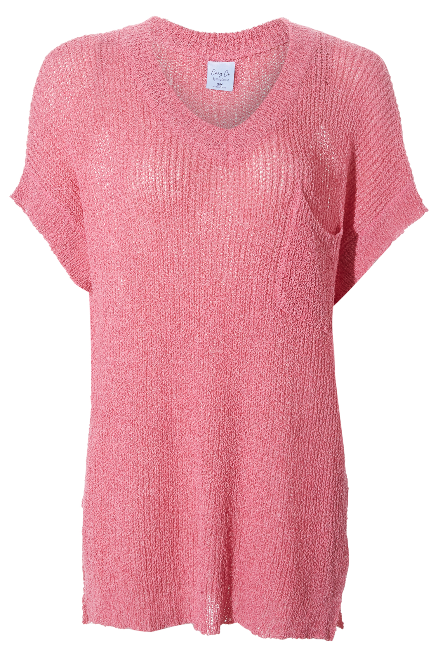 Chest Pocket Textured Knit Top