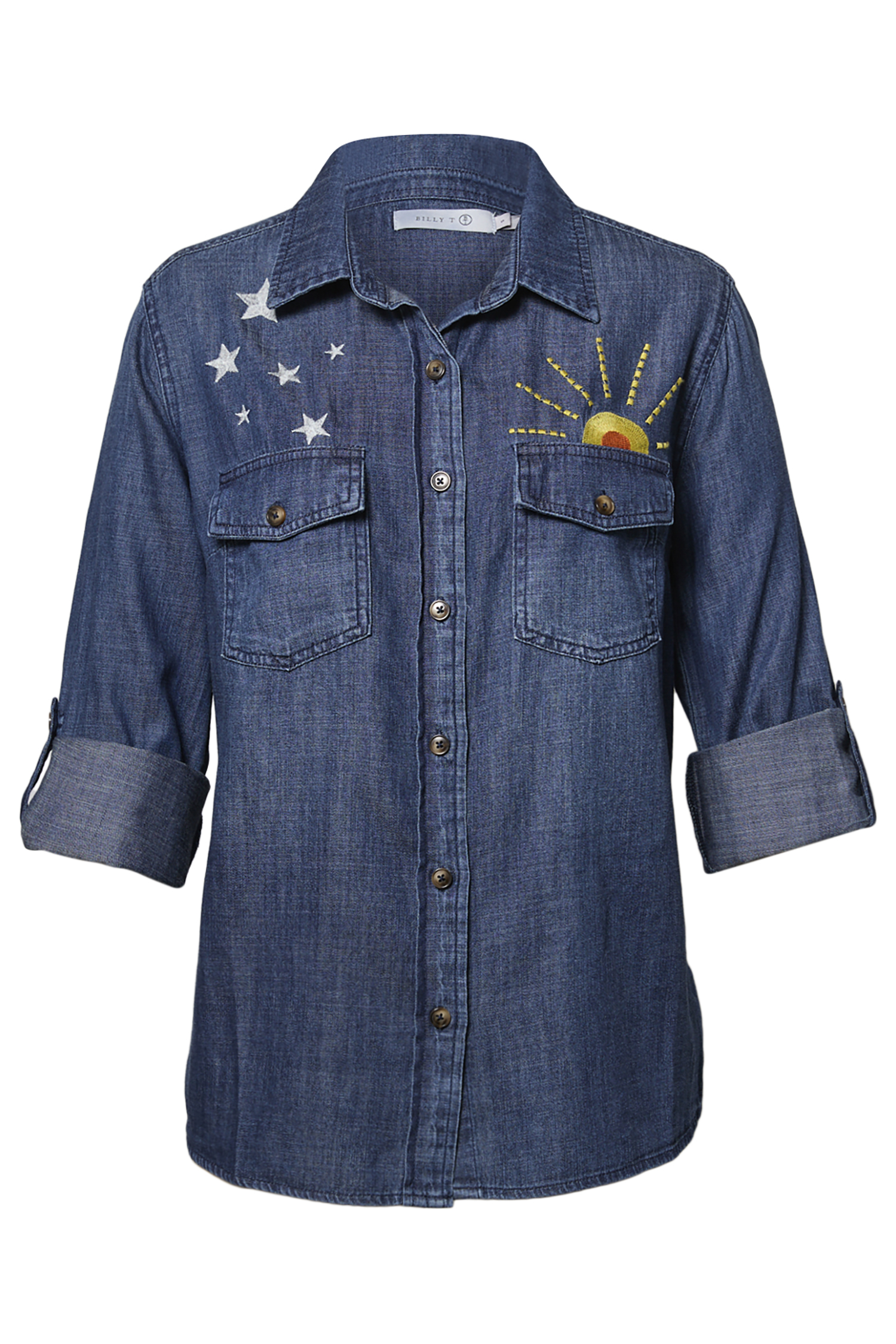 Sunshine Embroidered Button Up