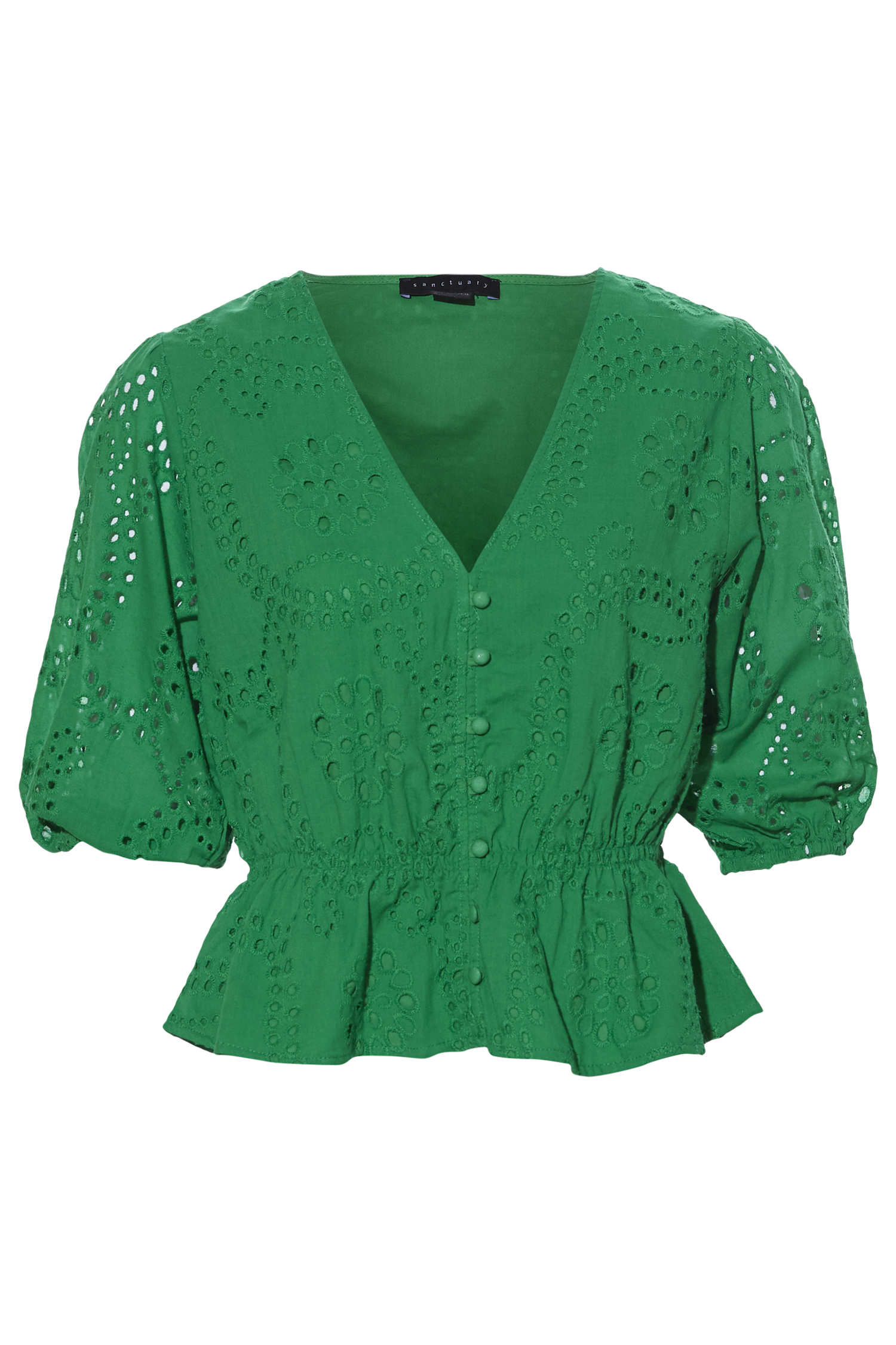 Sanctuary Eyelet Button Front Top