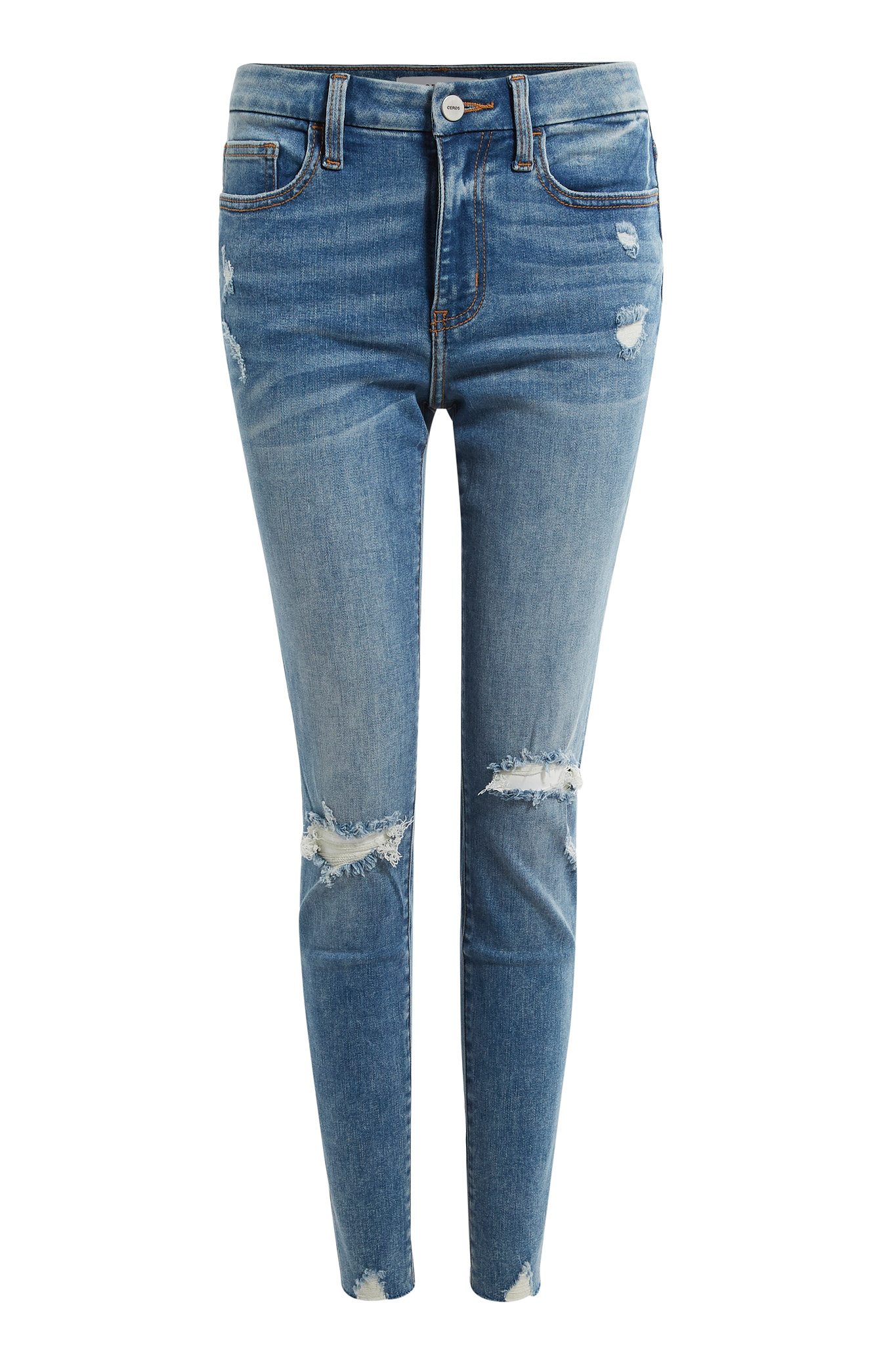 Mid Rise Distressed Ankle Jean