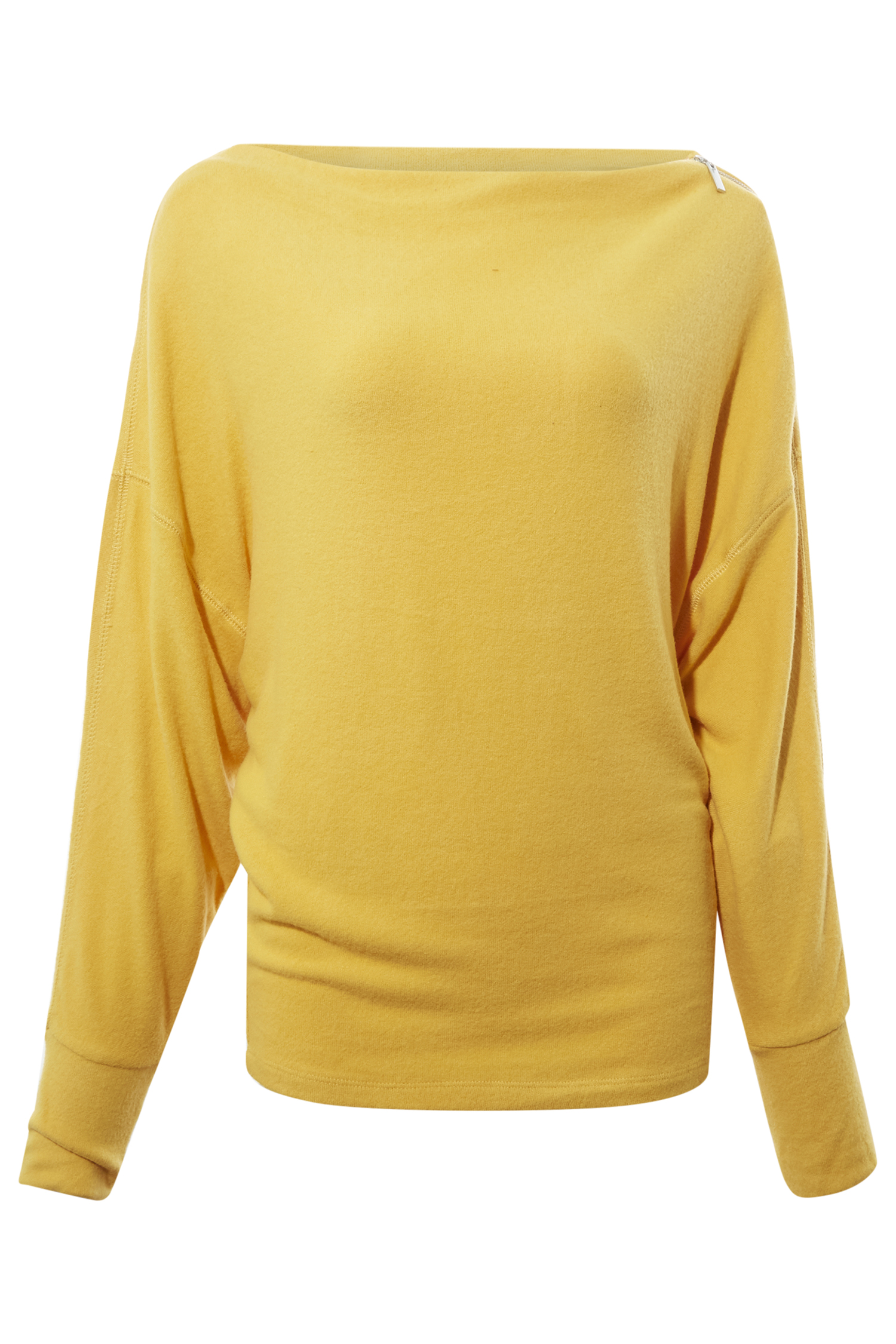 Katie Zipped Boat Neck Long Sleeve Top