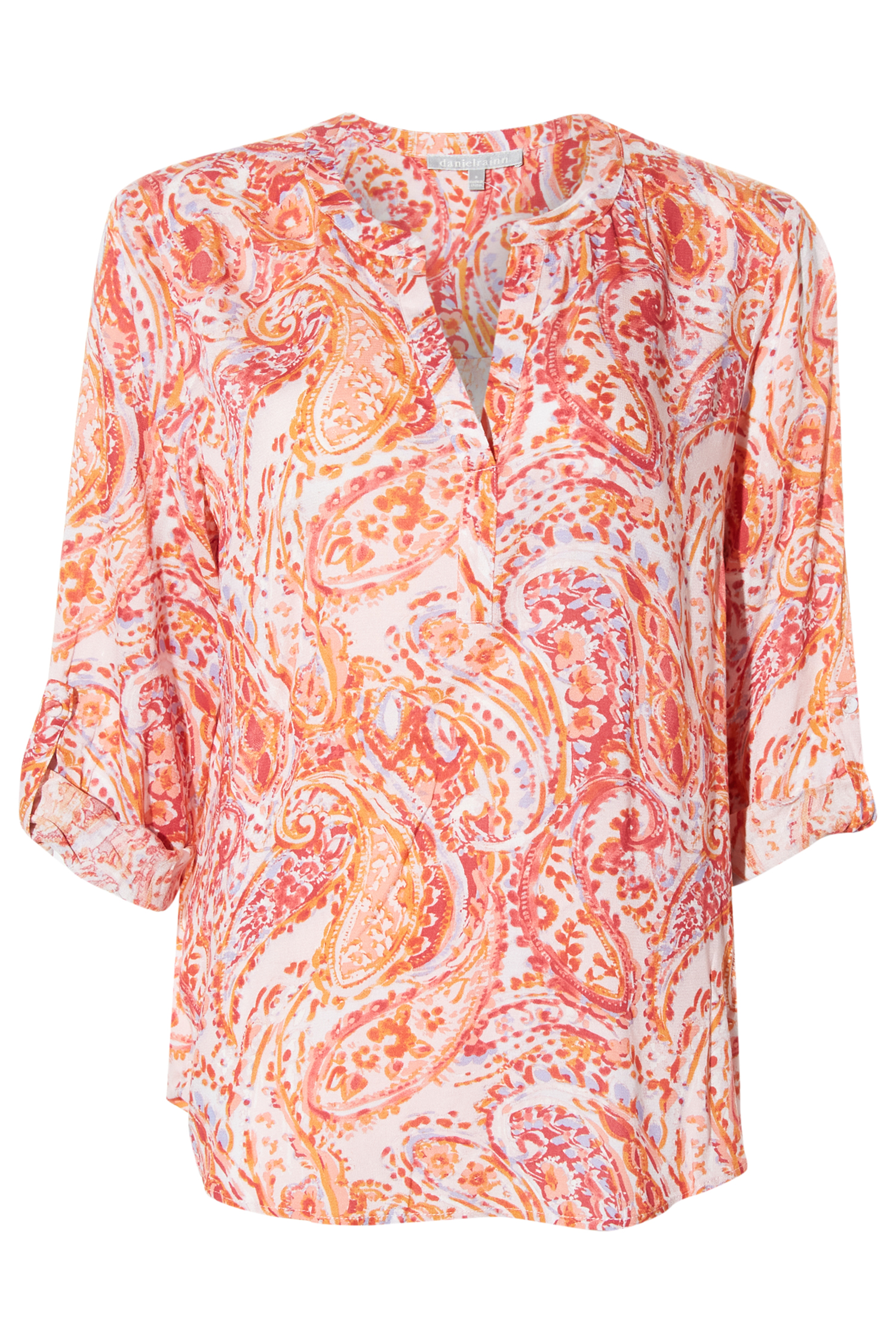 Daniel Rainn Split Neck Printed Blouse
