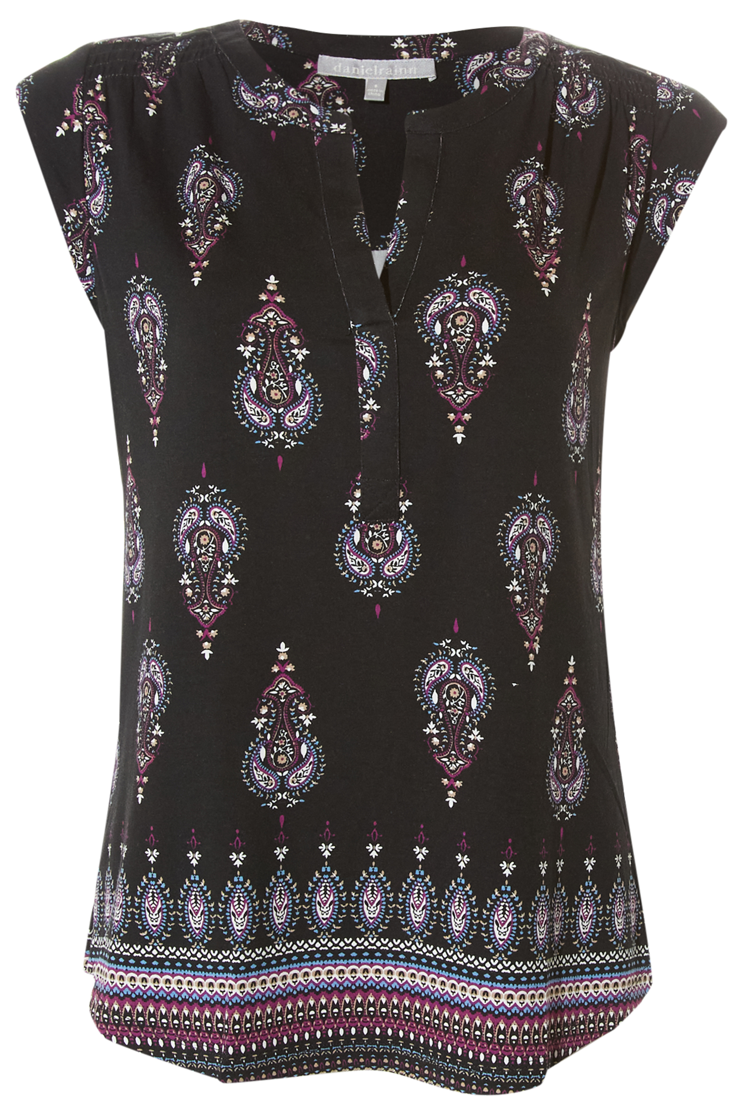 Daniel Rainn Split Neck Printed Top