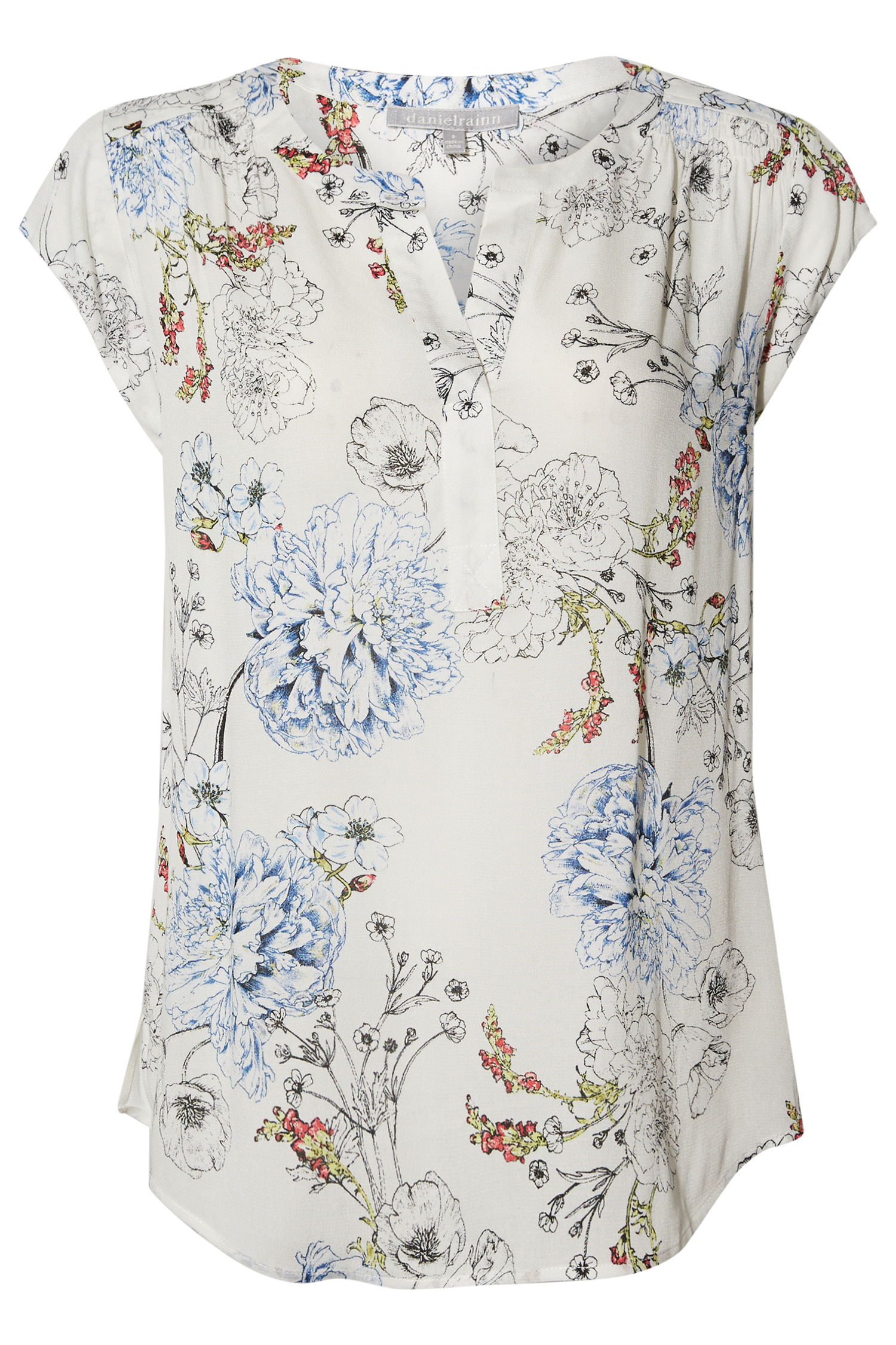 Daniel Rainn Floral Split Neck Top