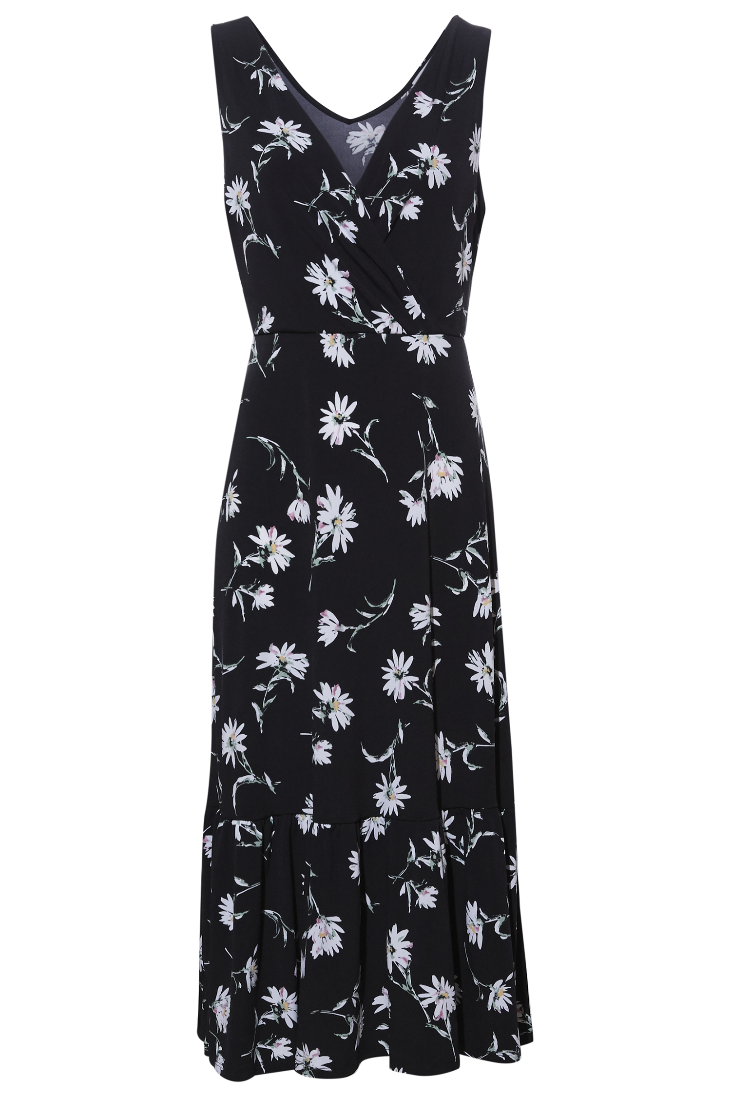 Sleeveless Faux Wrap Midi Dress