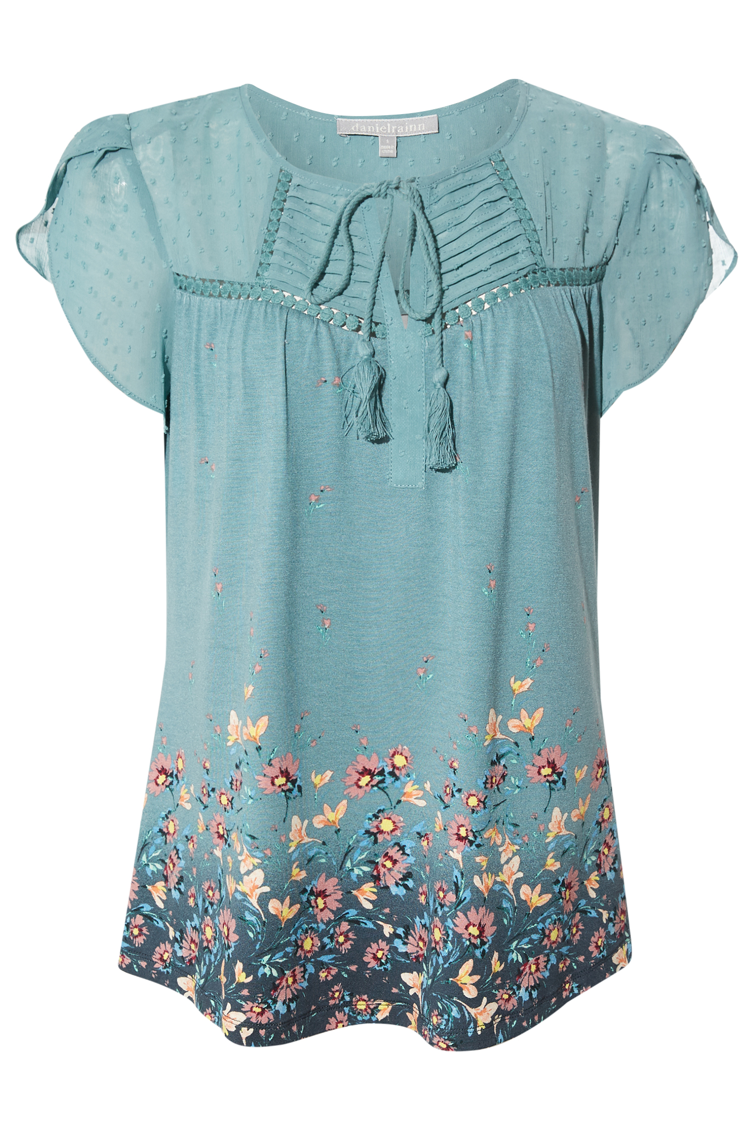 Daniel Rainn Short Contrast Sleeve Blouse