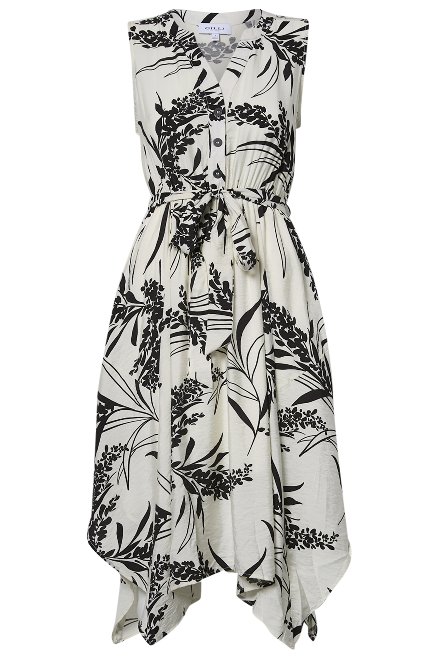 Tropical Button Front Midi Dress