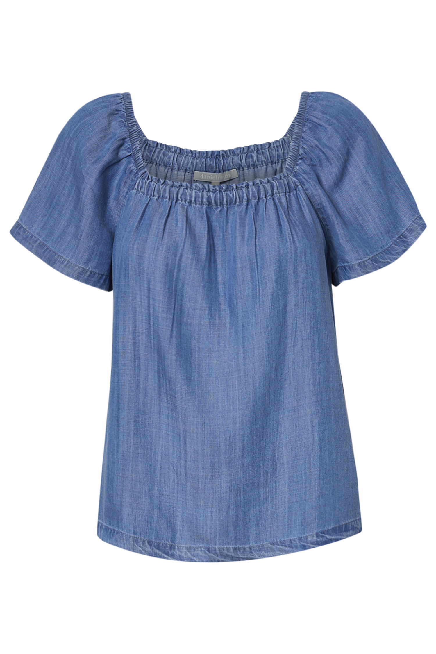 Elastic Neck Chambray Top