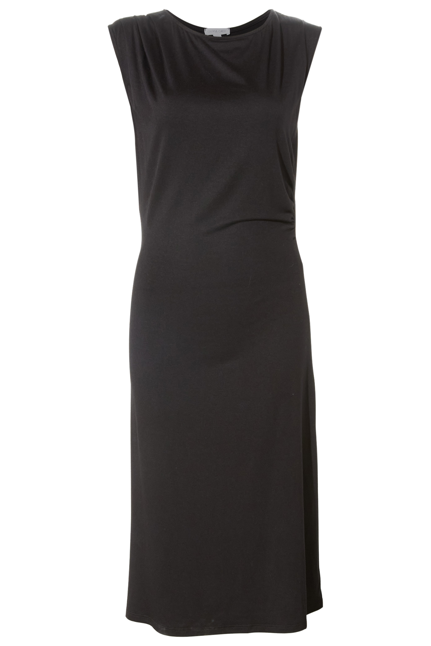 Side Ruched Sleeveless Midi Dress