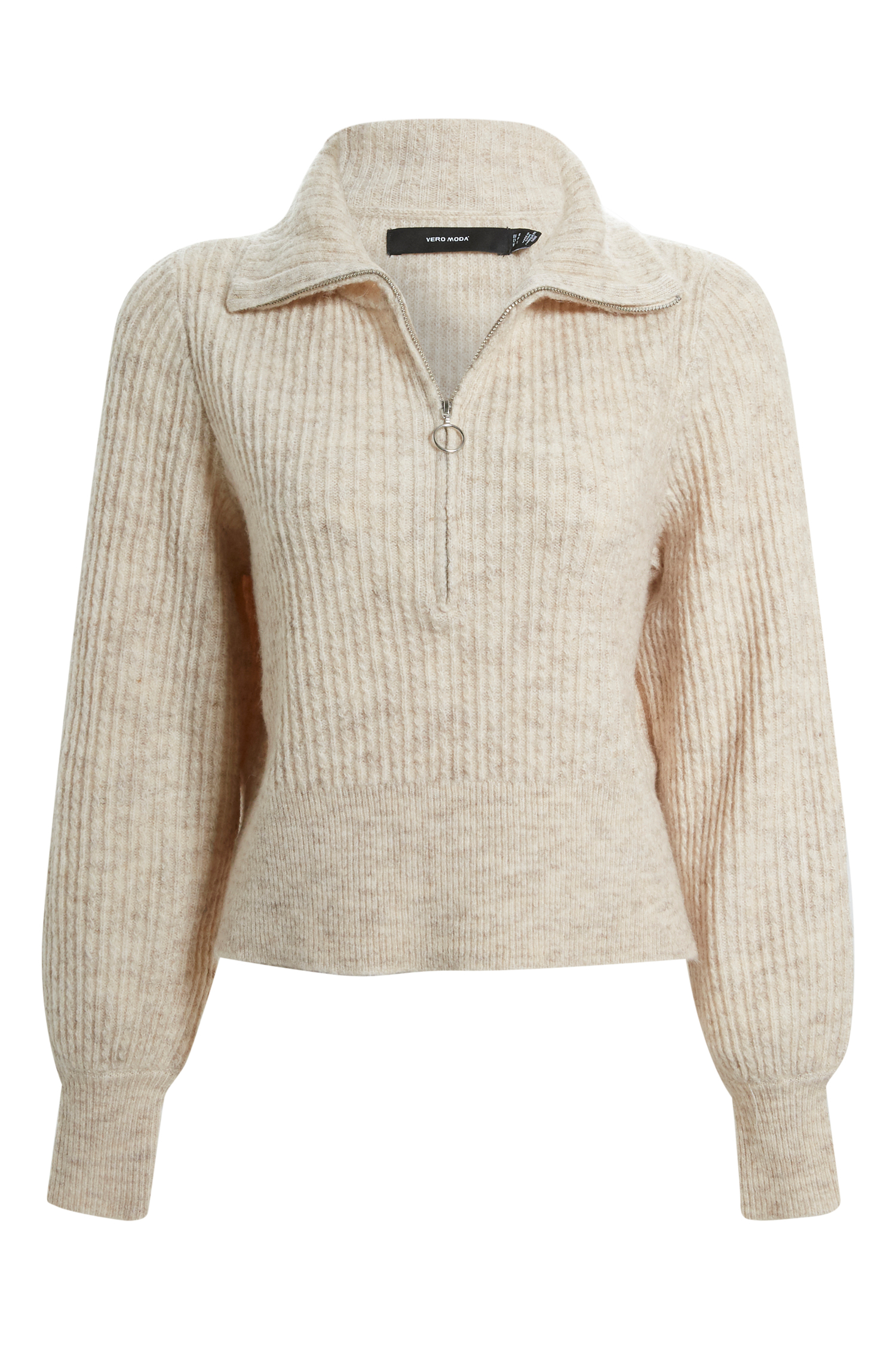 Half Zip Collar Cropped Sweater