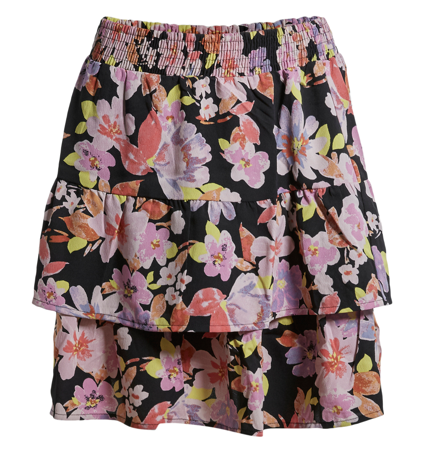 Floral Print Ruffled Mini Skirt