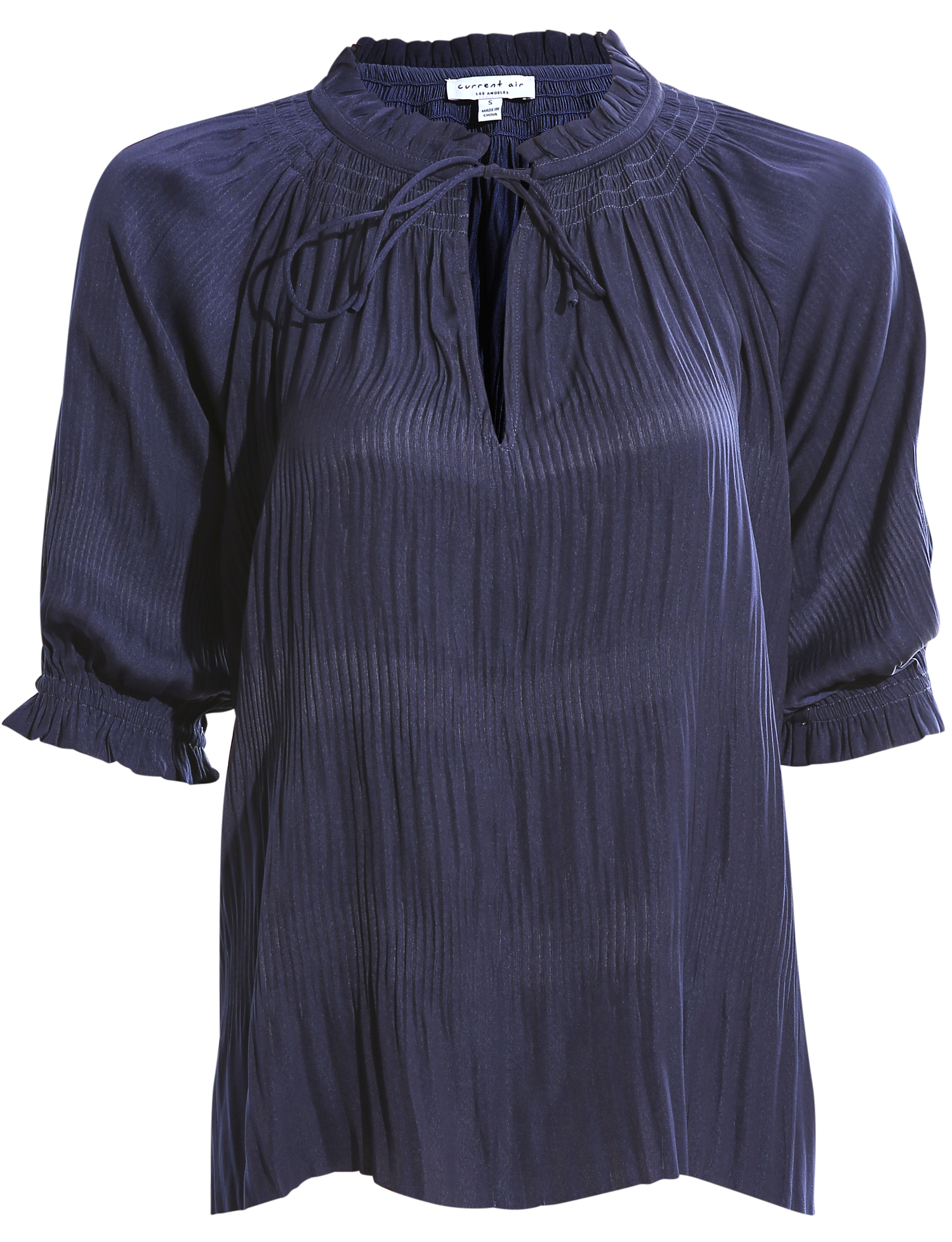 Split Neck Pleated Blouse