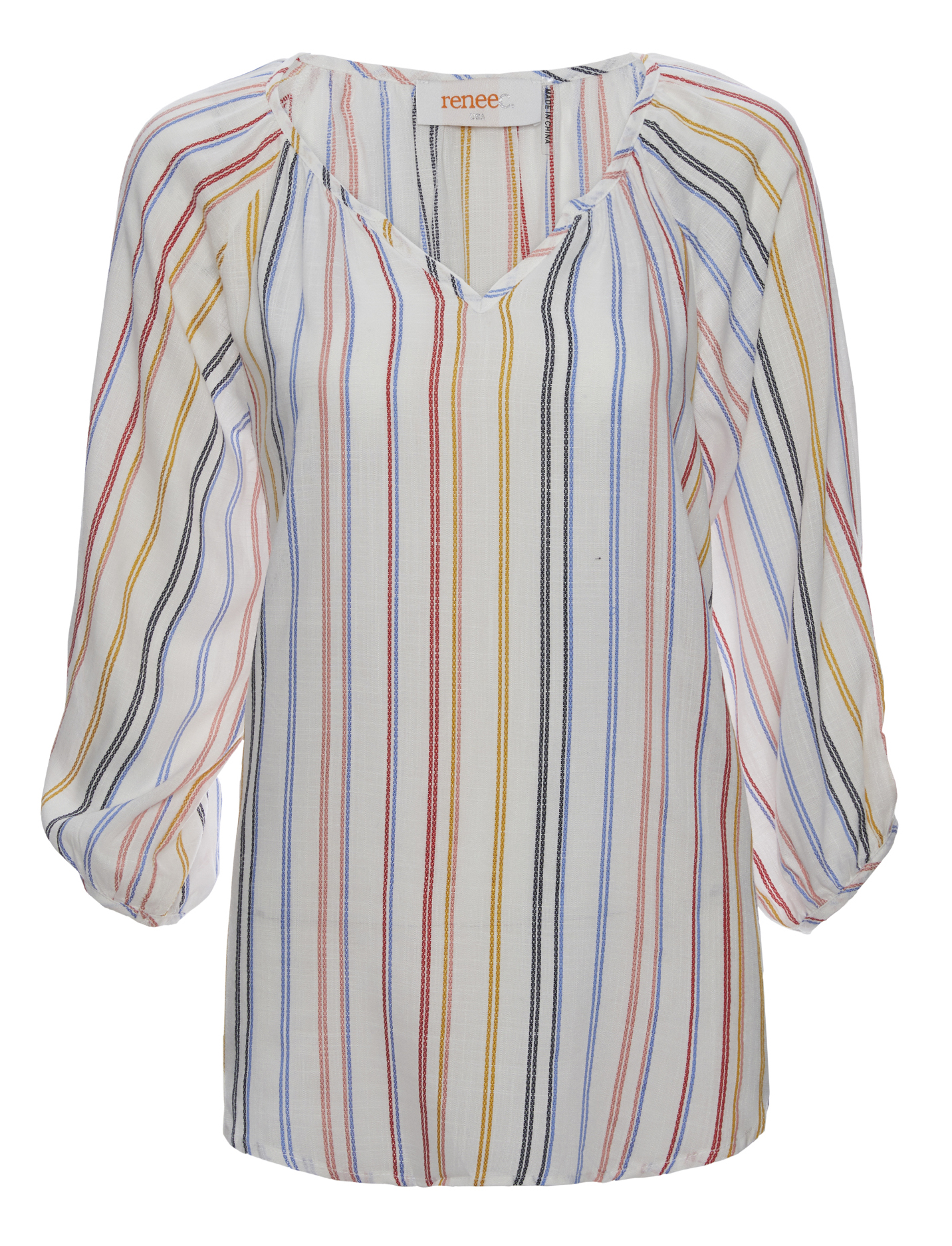 Stripe Multicolor 3/4 Sleeve Top