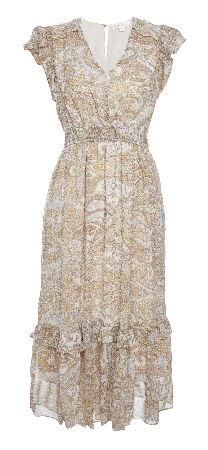 Ruffle Sleeve Printed Midi Dress