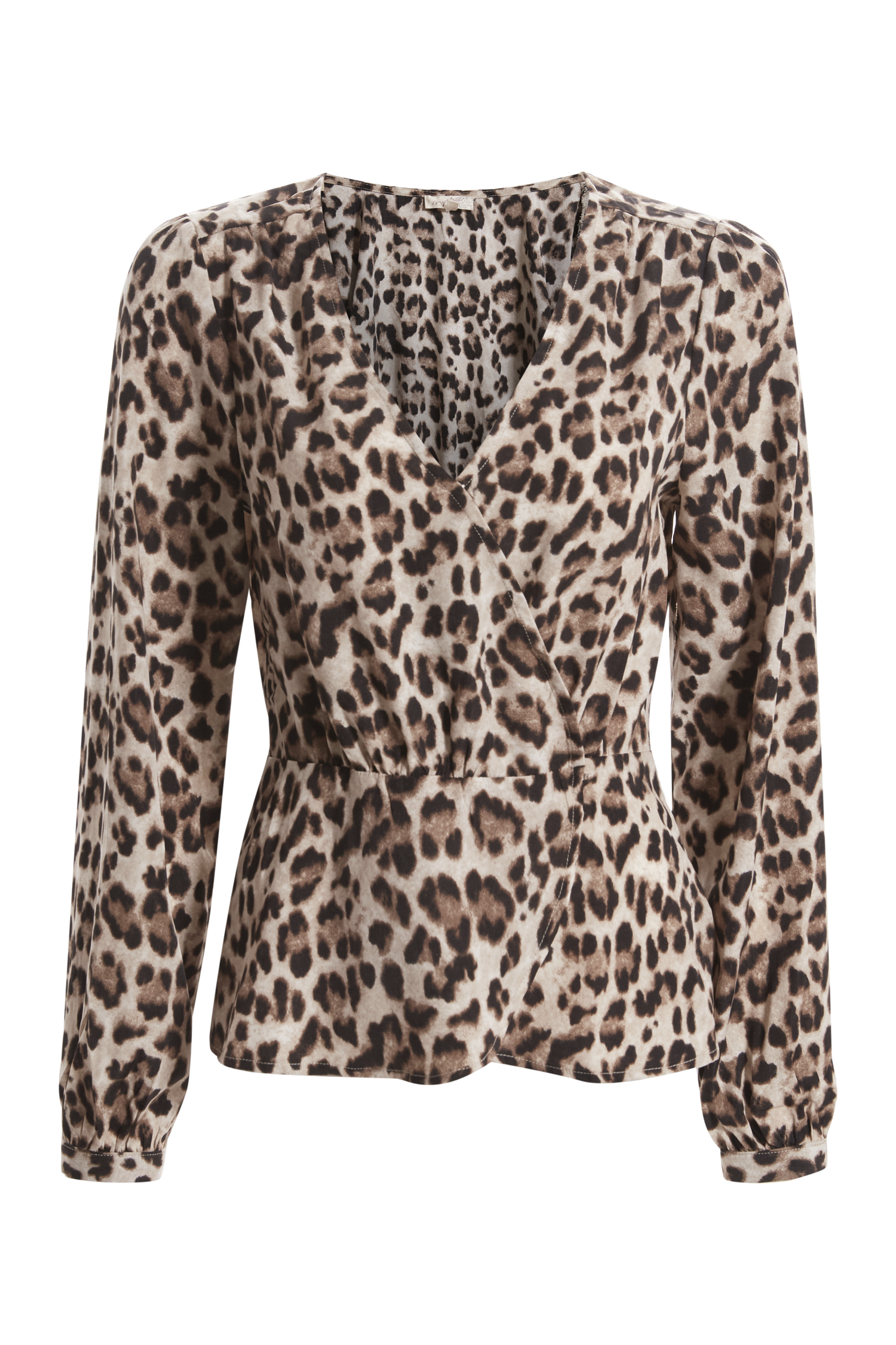 Animal Print Surplice Long Sleeve